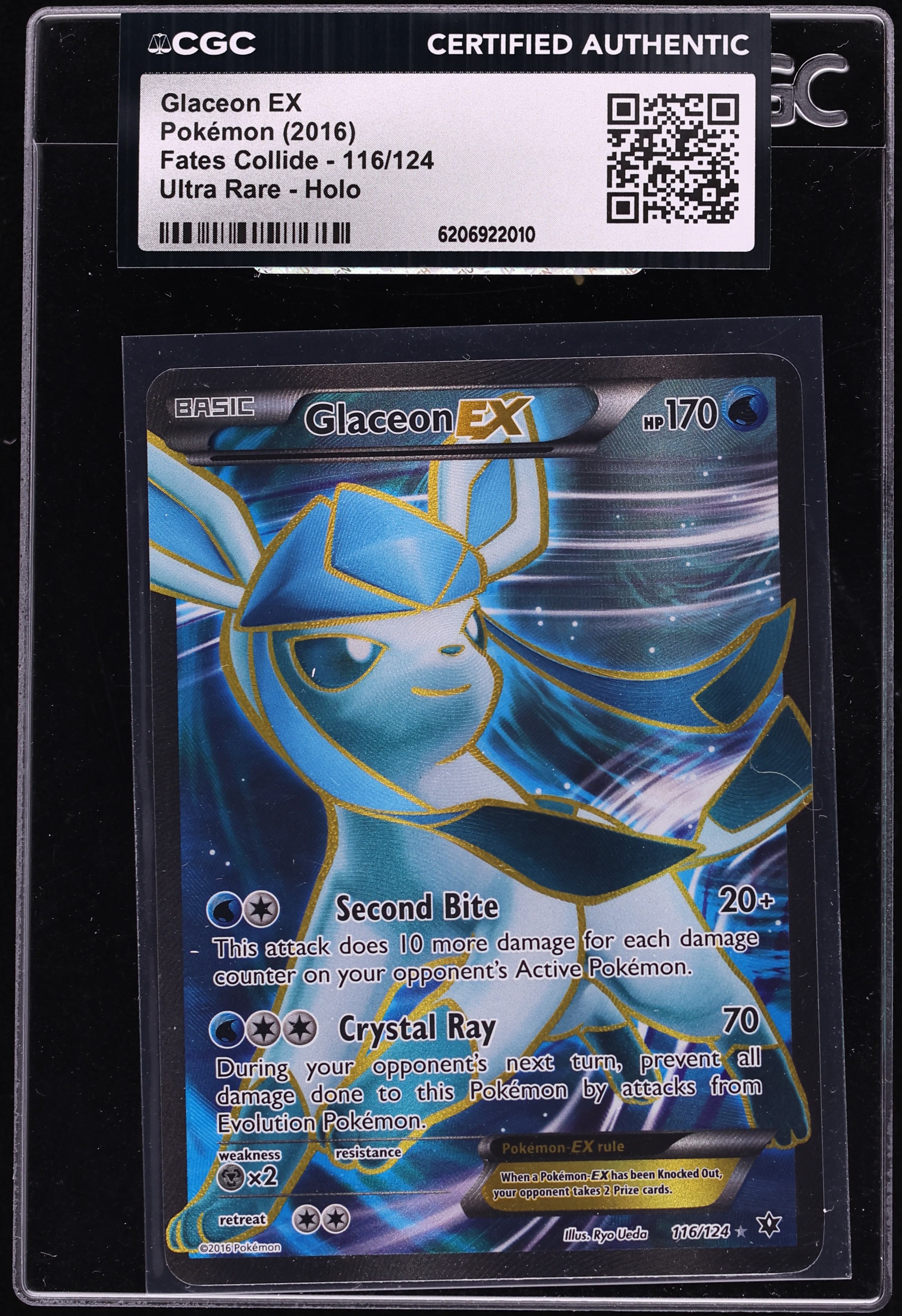 2016 Pokemon XY Fates Collide Full Art Glaceon Ex #116 CGC AUTH