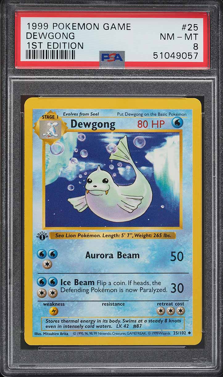 1999 Pokemon Base Set Shadowless 1st Edition Dewgong #25 PSA 8 NM-MT