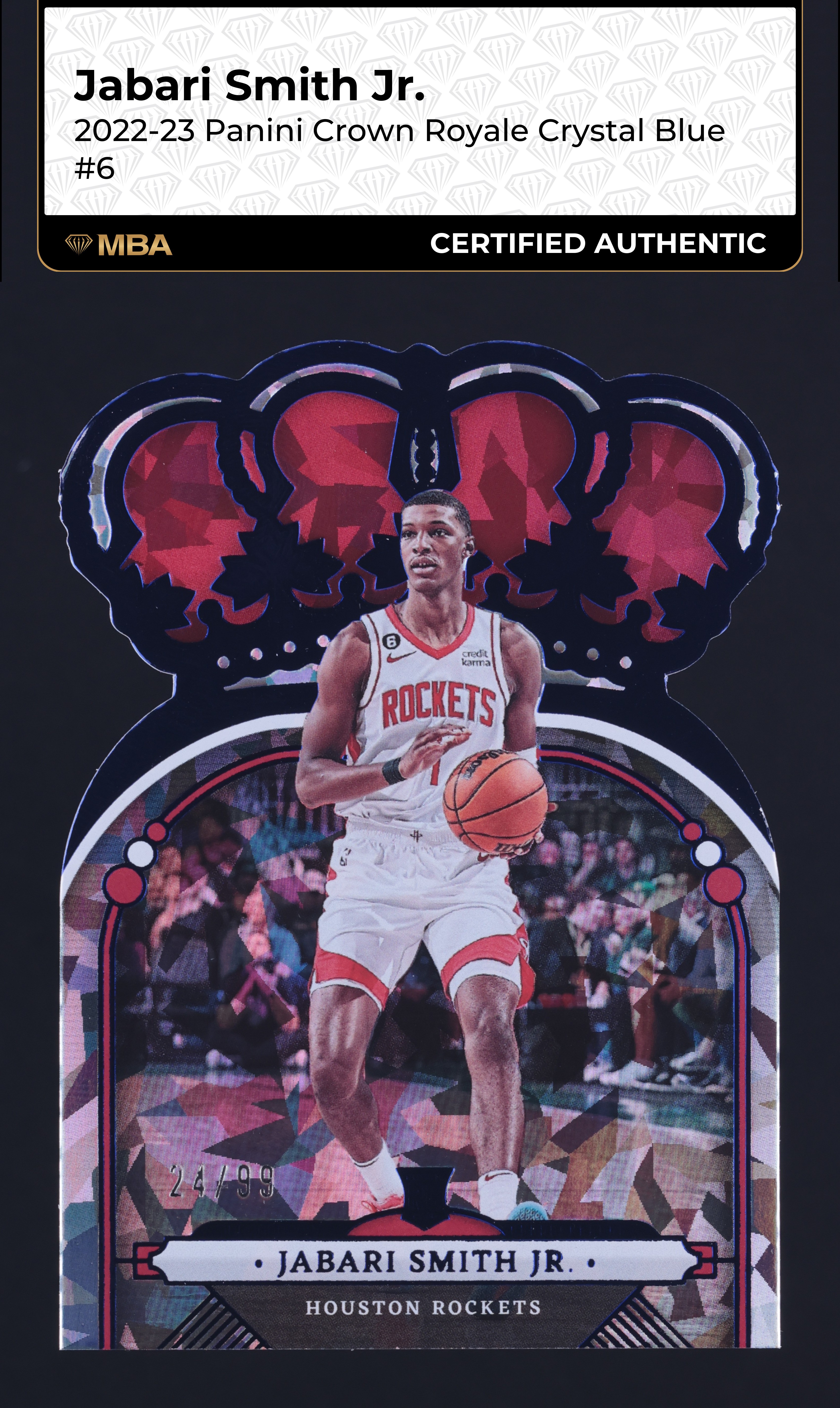 2022 Crown Royale Crystal Blue Die-Cut Jabari Smith Jr. ROOKIE /99 #6 MBA AUTH