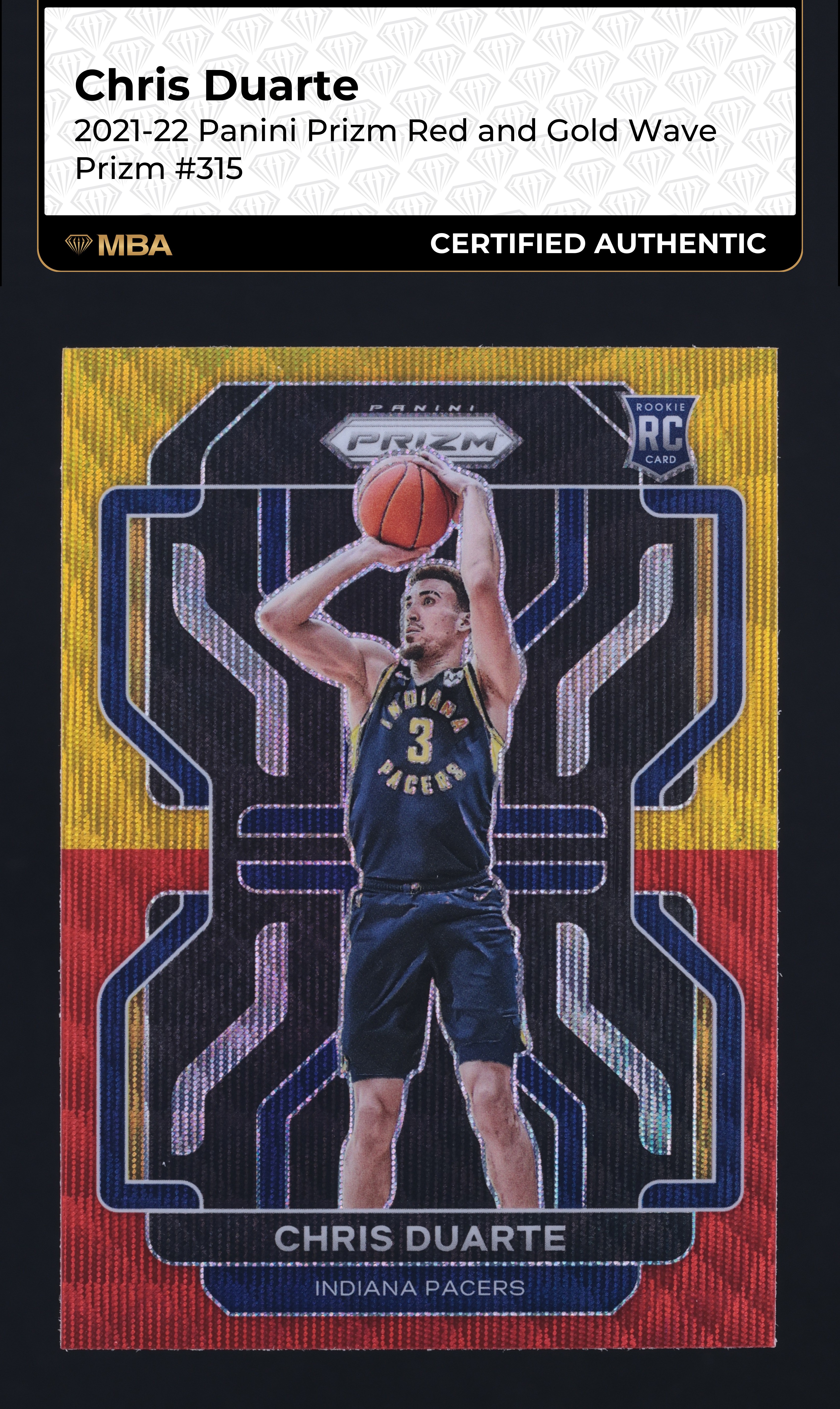 2021 Panini Prizm Red & Gold Wave Chris Duarte ROOKIE #315 MBA AUTH