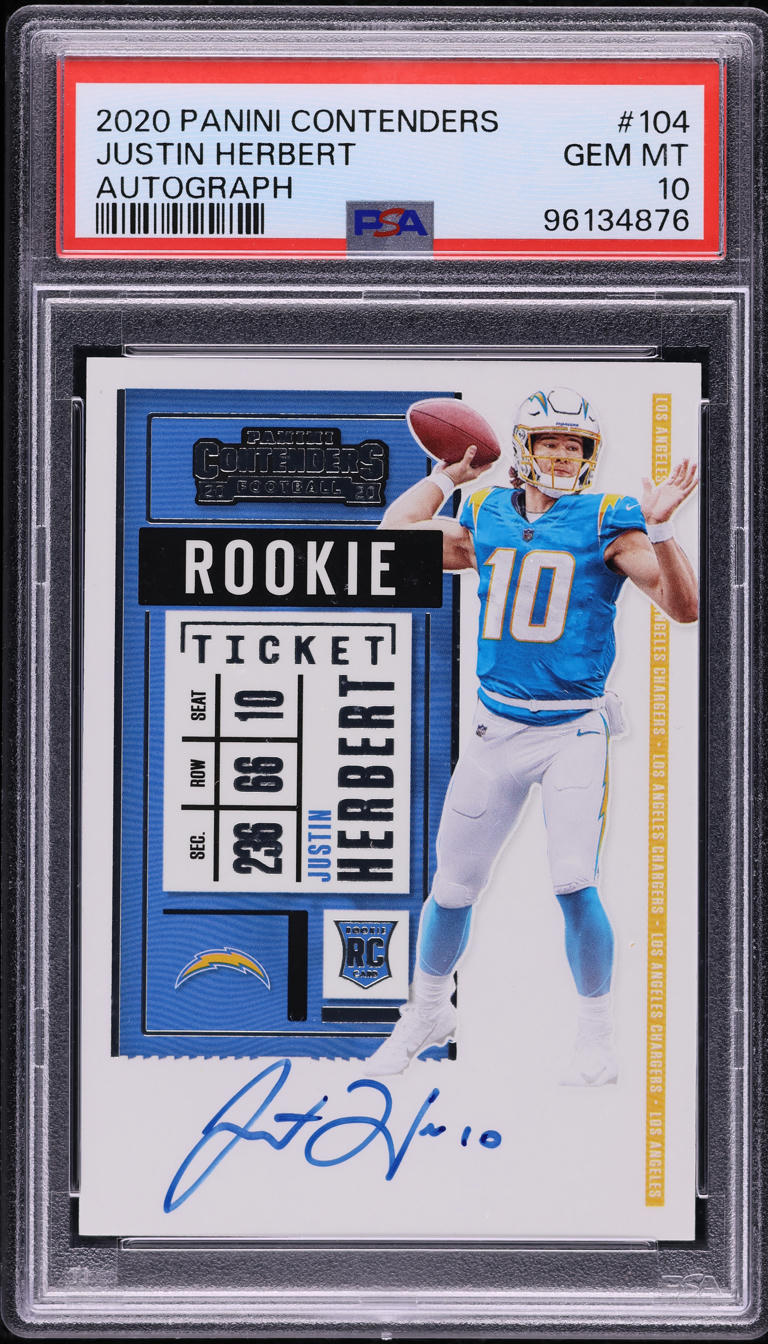 2020 Panini Contenders Justin Herbert ROOKIE AUTO #104 PSA 10 GEM MINT