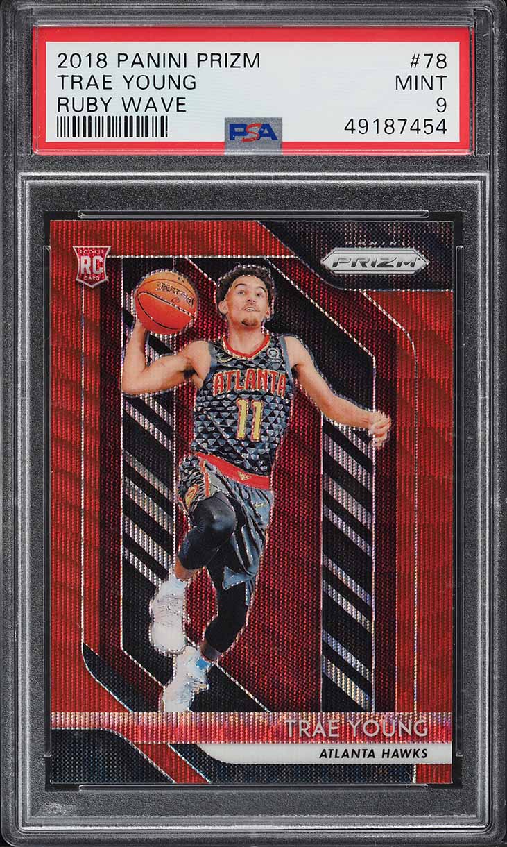 2018 Panini Prizm Ruby Wave Prizms Trae Young ROOKIE #78 PSA 9 MINT