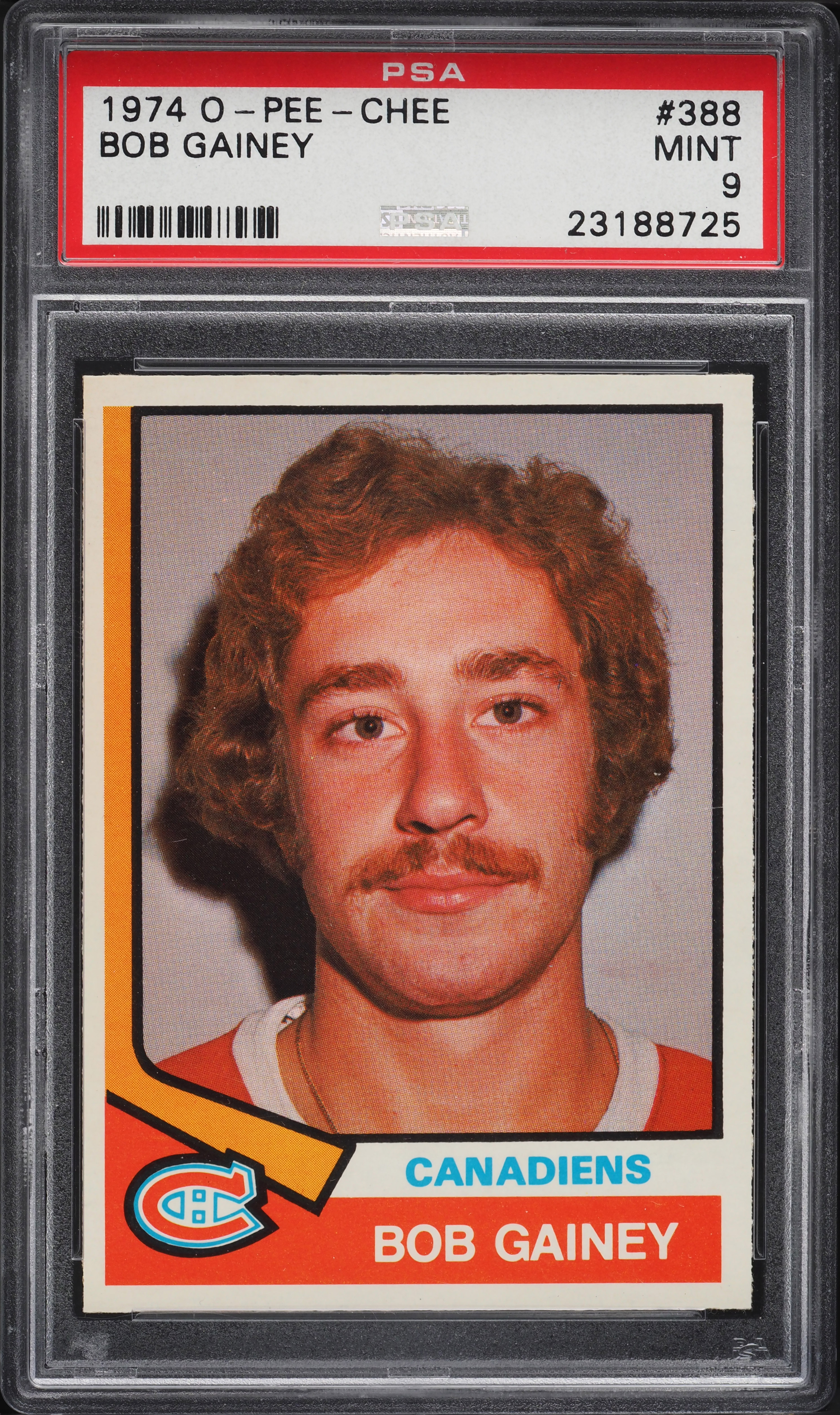 1974 O-Pee-Chee Hockey Bob Gainey ROOKIE #388 PSA 9 MINT