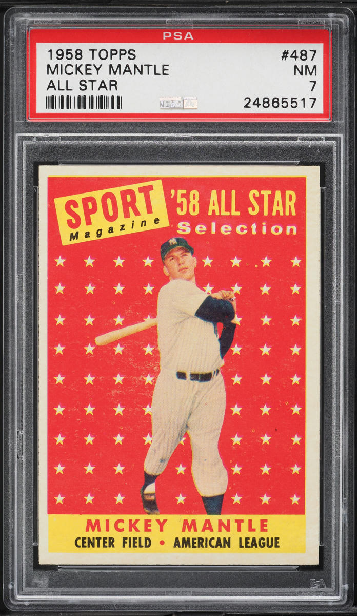 1958 Topps Mickey Mantle ALL-STAR #487 PSA 7 NRMT