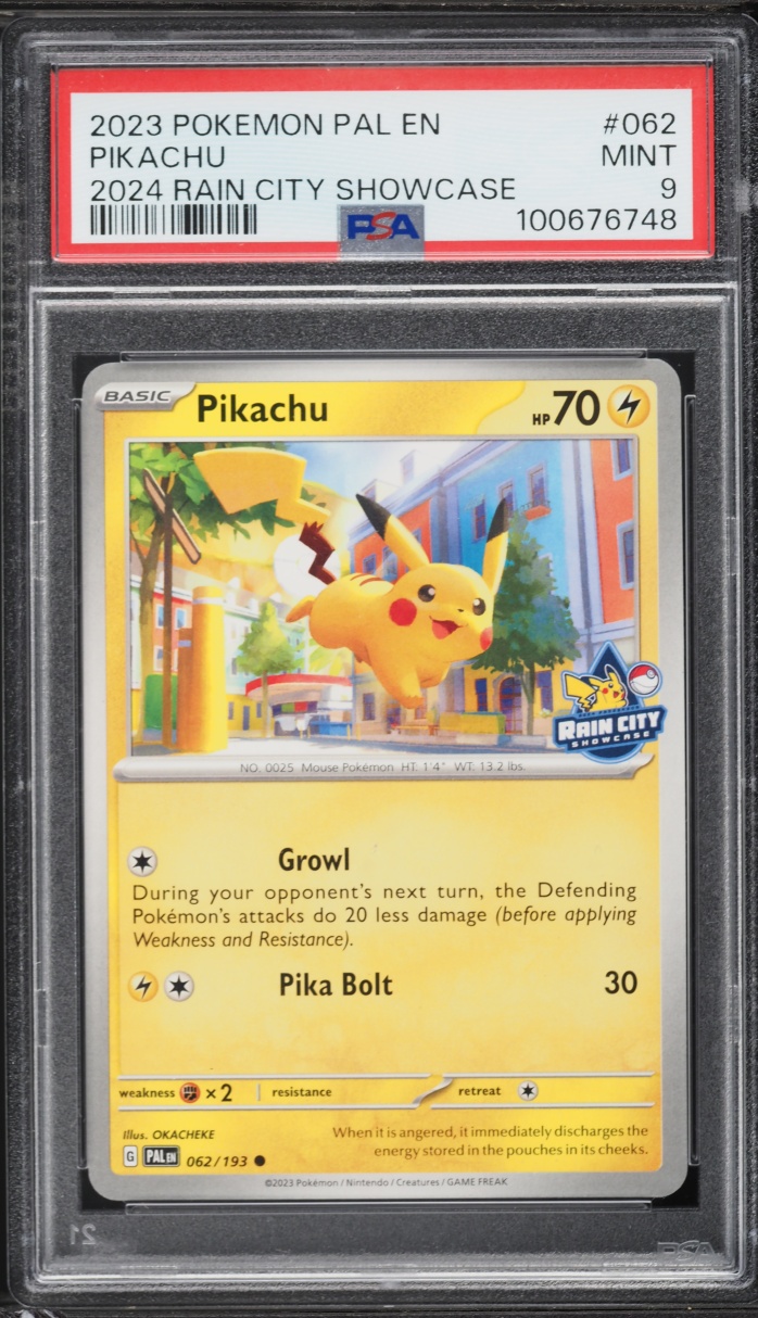 2023 Pokemon Scarlet & Violet Paldea Evolved Rain City Showcase Pikachu #62 PSA 9 MINT