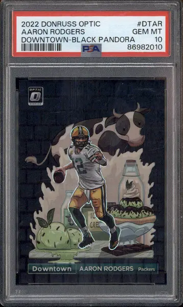 2022 Donruss Optic Downtown SSP Black Pandora #DT-AR Aaron Rodgers /25 PSA 10