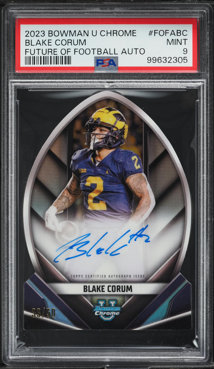2023 Bowman University Chrome Future Of Football Blake Corum AUTO /50 PSA 9 MINT