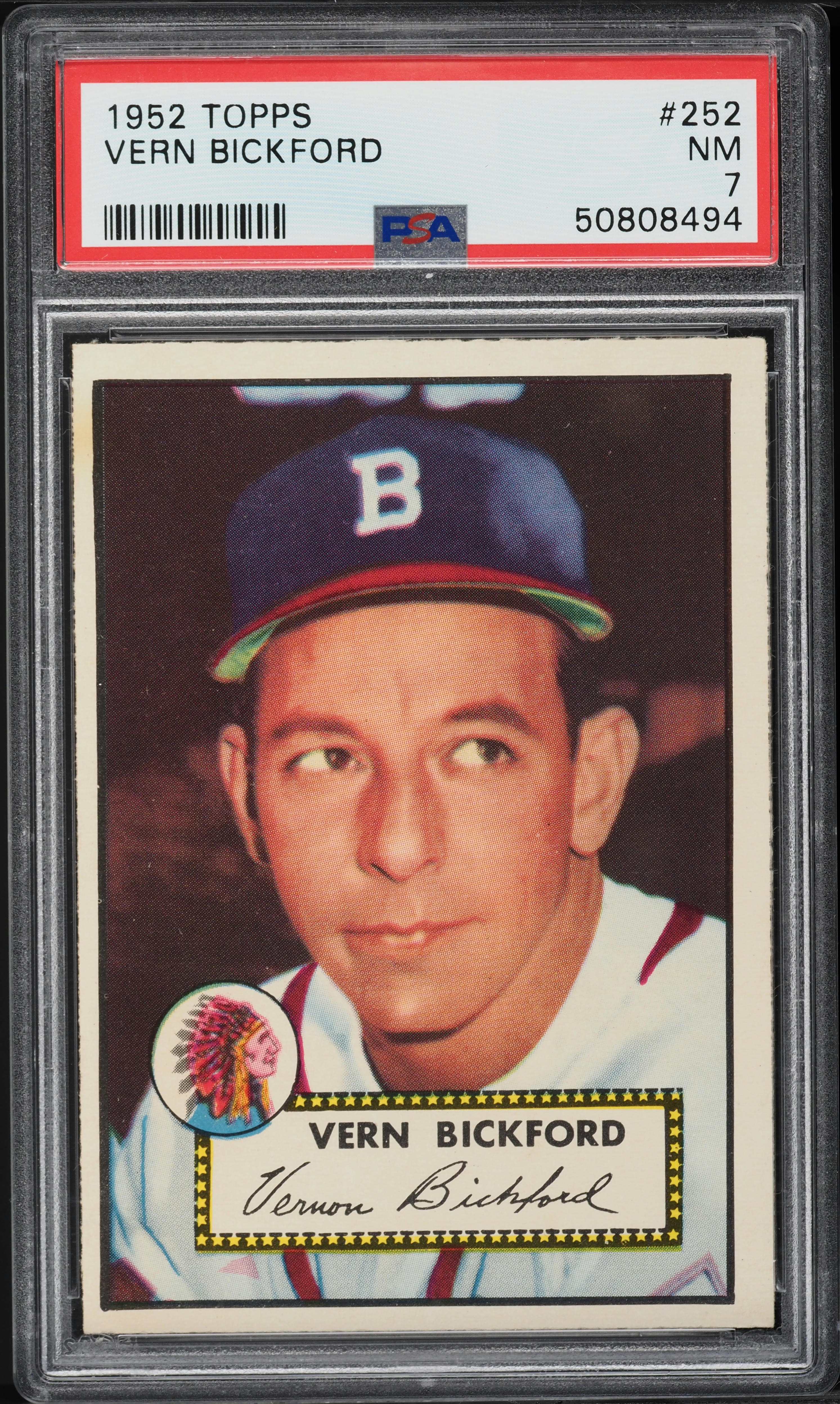 1952 Topps Vern Bickford #252 PSA 7 NRMT