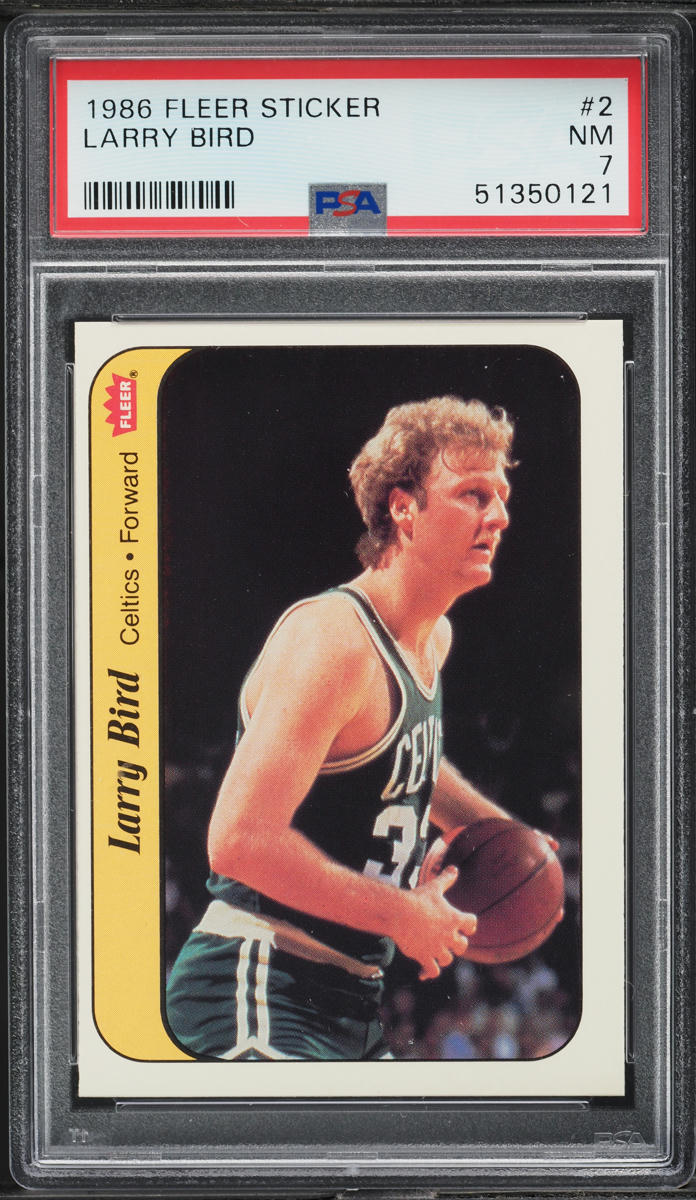1986 Fleer Sticker Larry Bird #2 PSA 7 NRMT