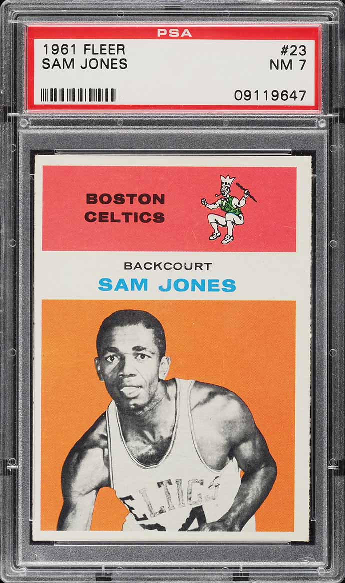 1961 Fleer Basketball Sam Jones ROOKIE #23 PSA 7 NRMT