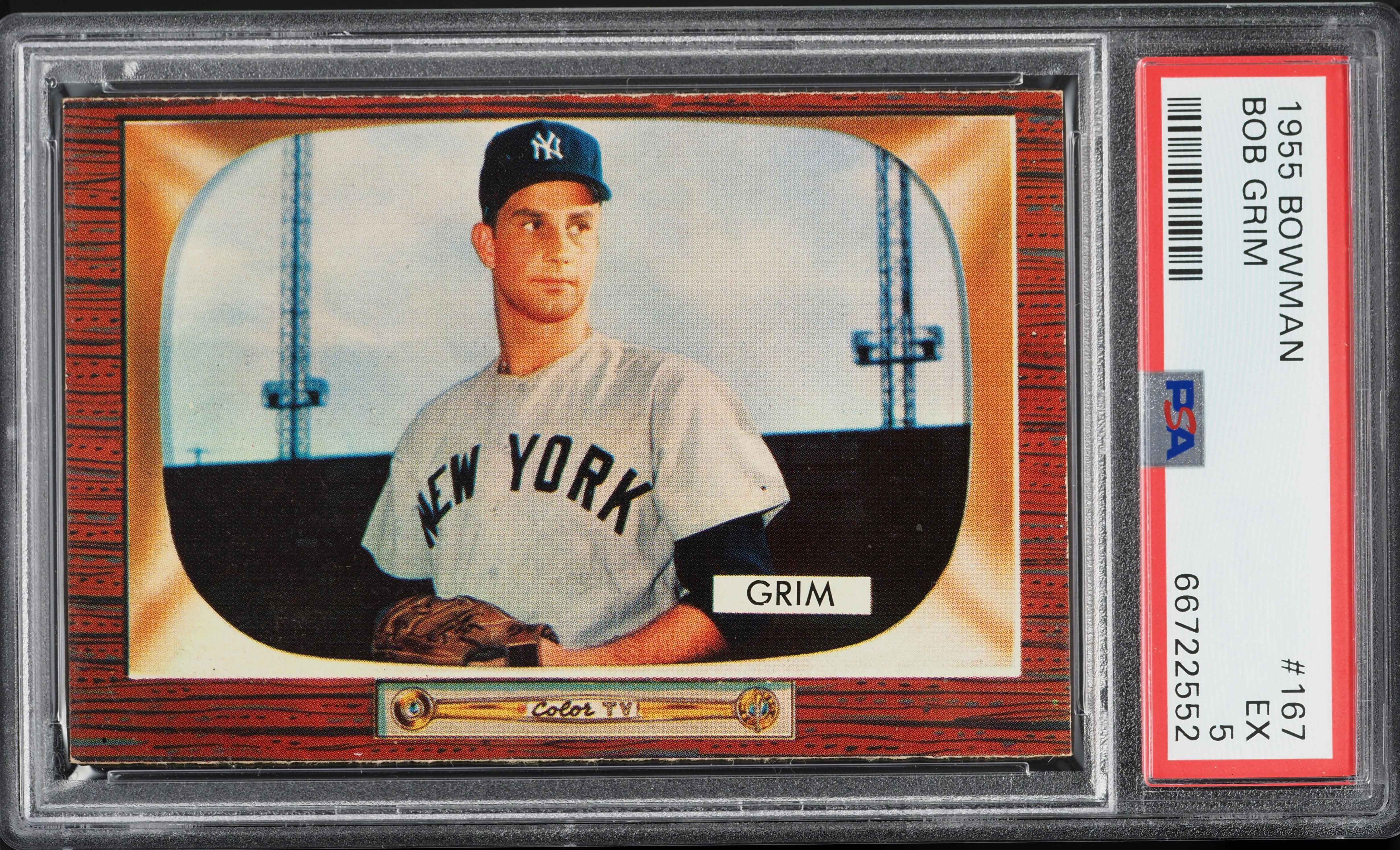 1955 Bowman Bob Grim ROOKIE #167 PSA 5 EX