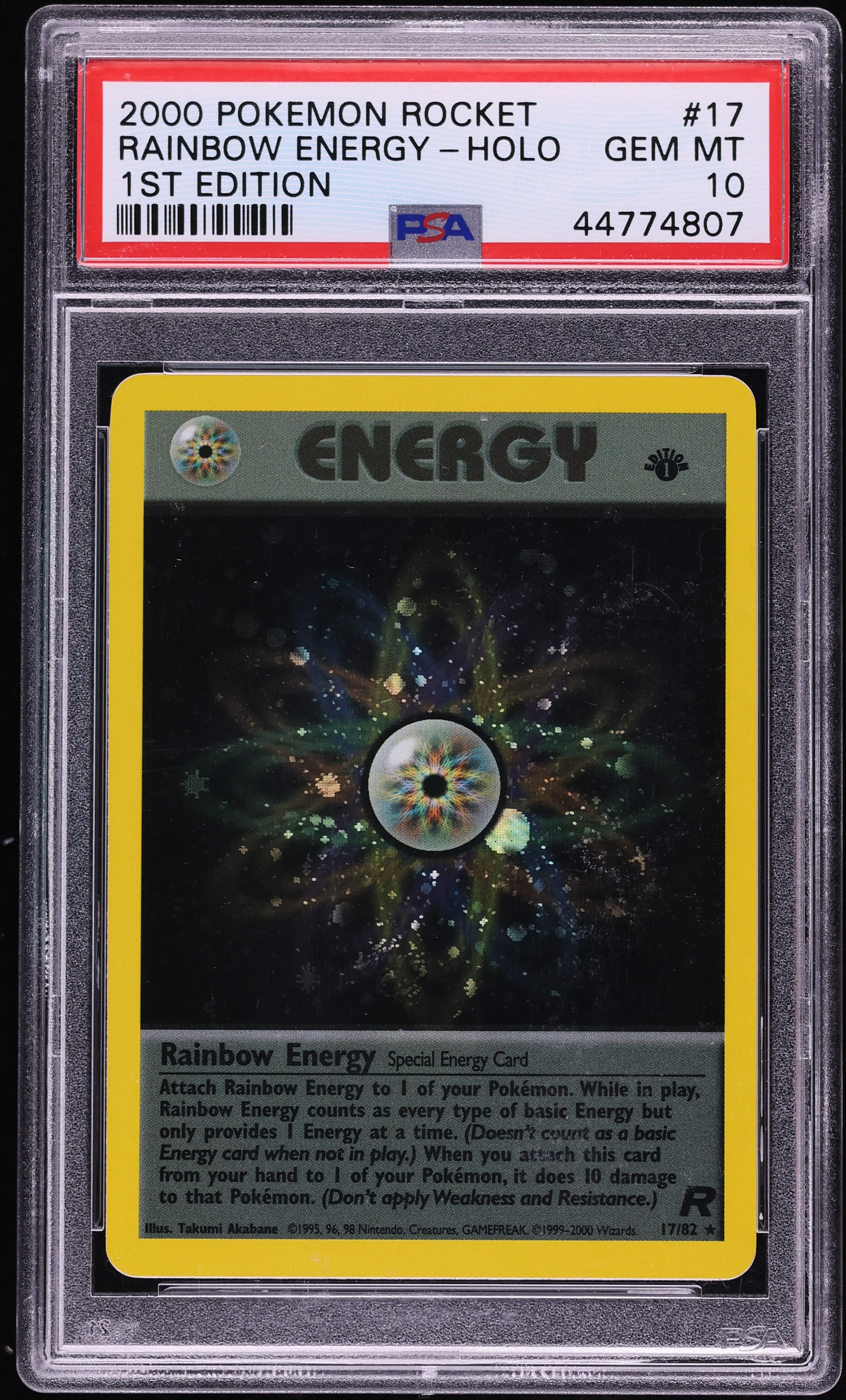 2000 Pokemon Team Rocket 1st Edition Holo Rainbow Energy #17 PSA 10 GEM MINT