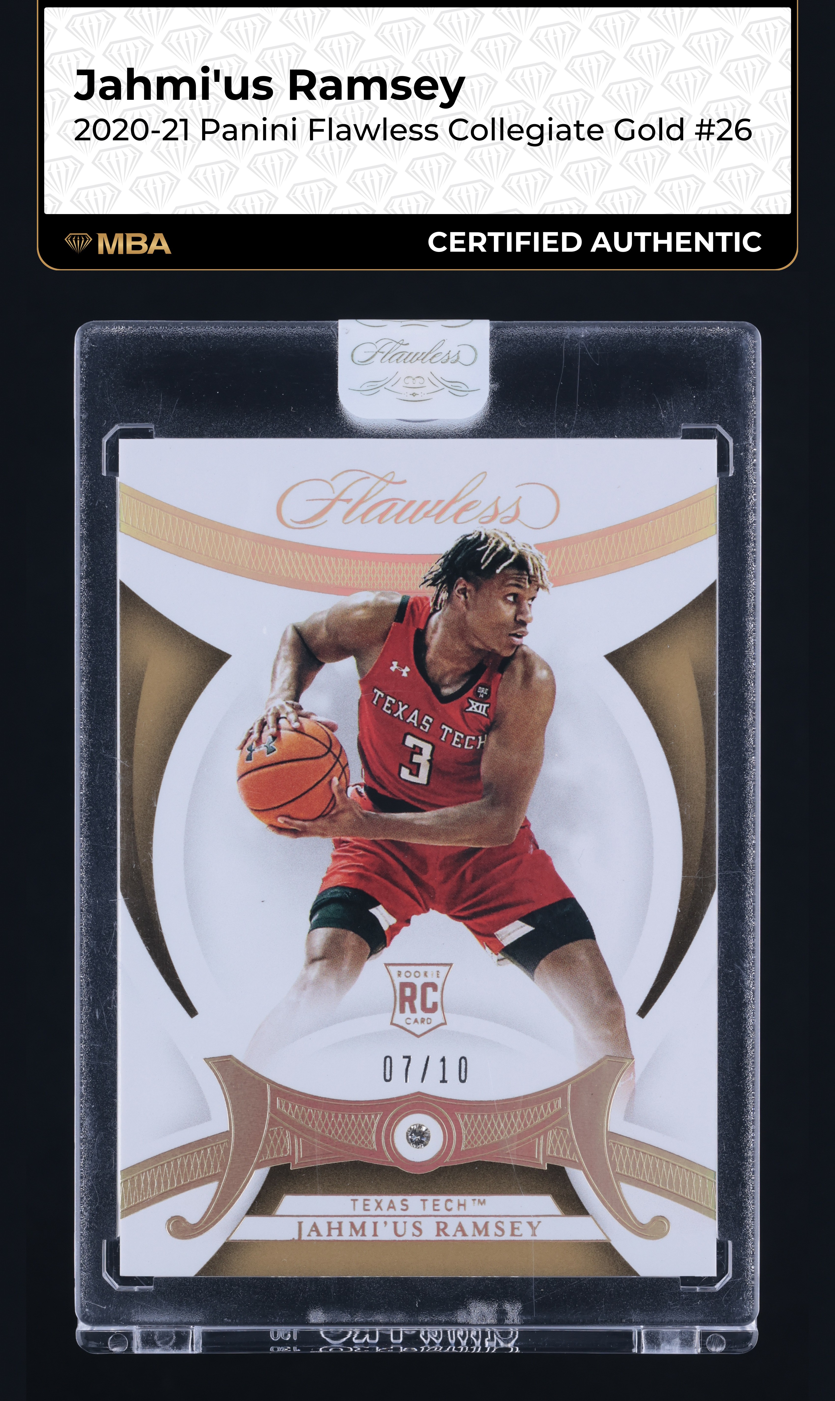 2020 Panini Flawless Collegiate Gold Diamond Jahmi'us Ramsey RC /10 #26 MBA AUTH