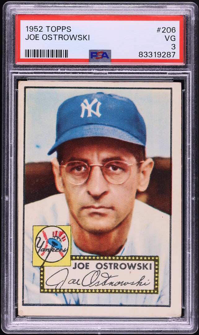1952 Topps Joe Ostrowski #206 PSA 3 VG