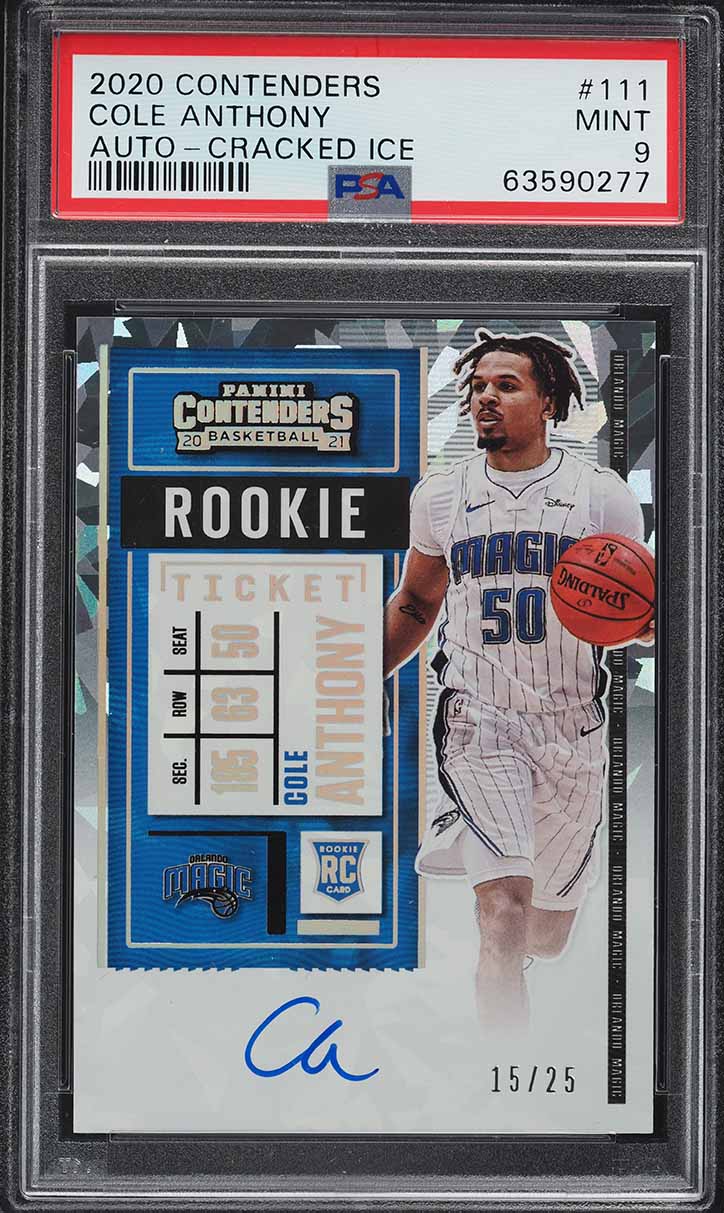2020 Panini Contenders Cracked Ice Cole Anthony ROOKIE AUTO /25 #111 PSA 9 MINT