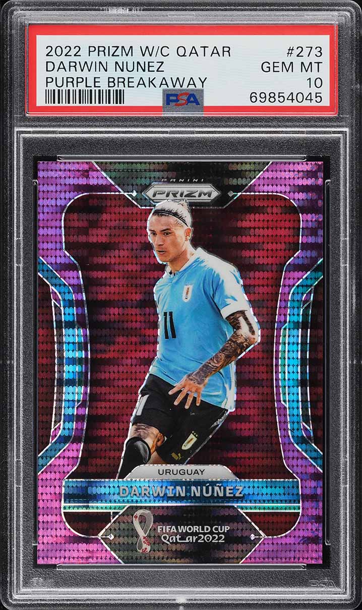2022 Panini Prizm World Cup Purple Breakaway Darwin Nunez /35 #273 PSA 10 GEM