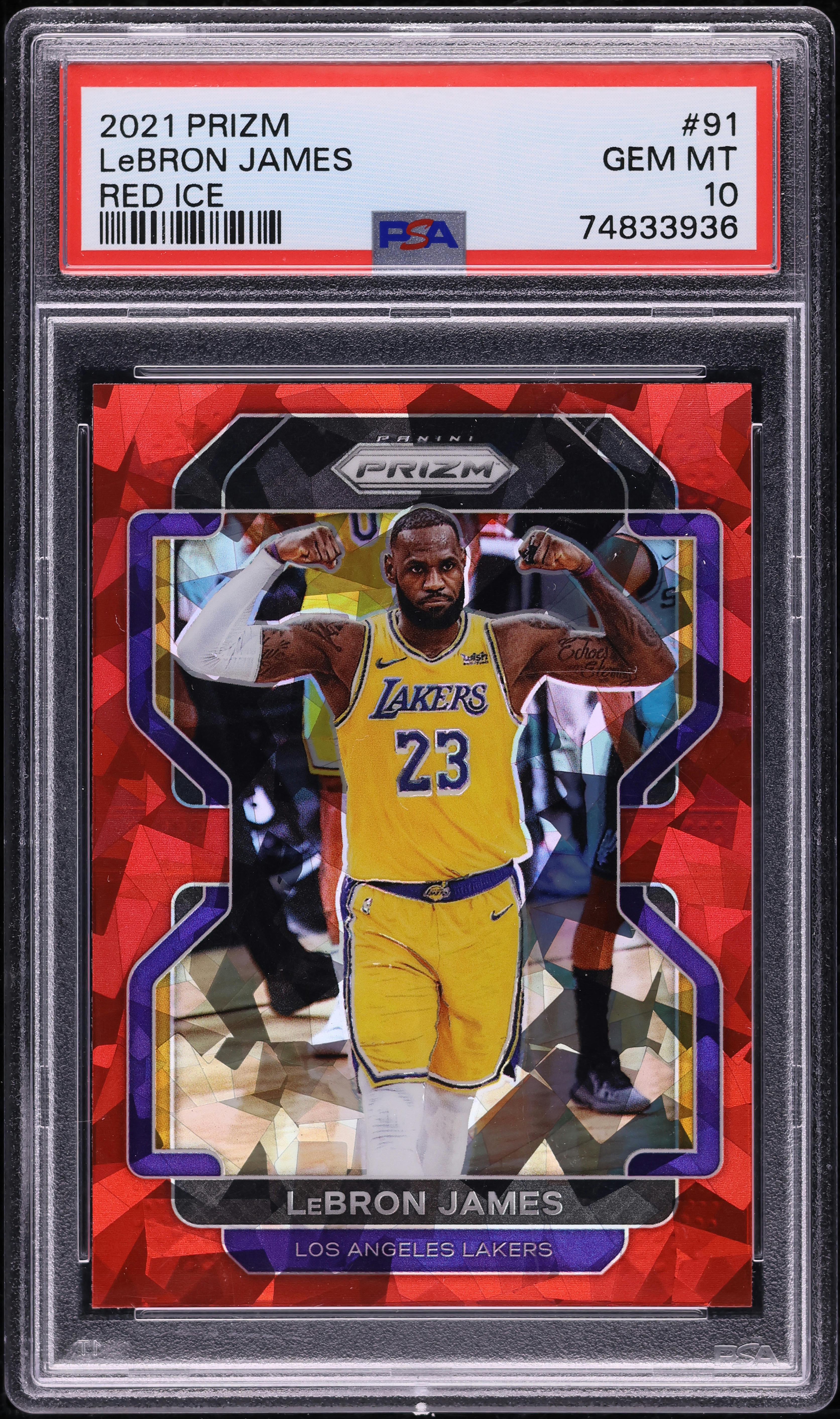 2021 Panini Prizm Red Ice LeBron James #91 PSA 10 GEM MINT