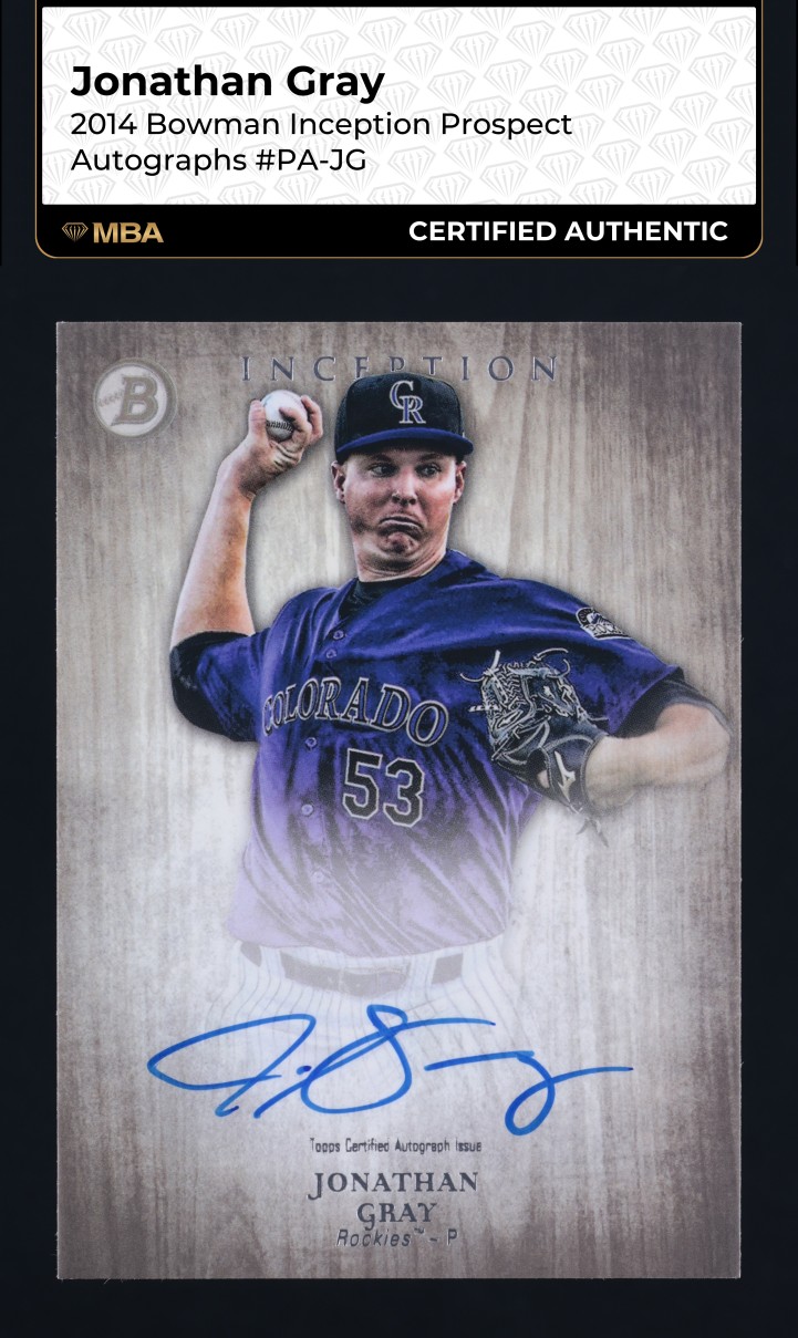 Jonathan Gray #PA-JG 2014 Bowman Inception Baseball Prospect Autographs