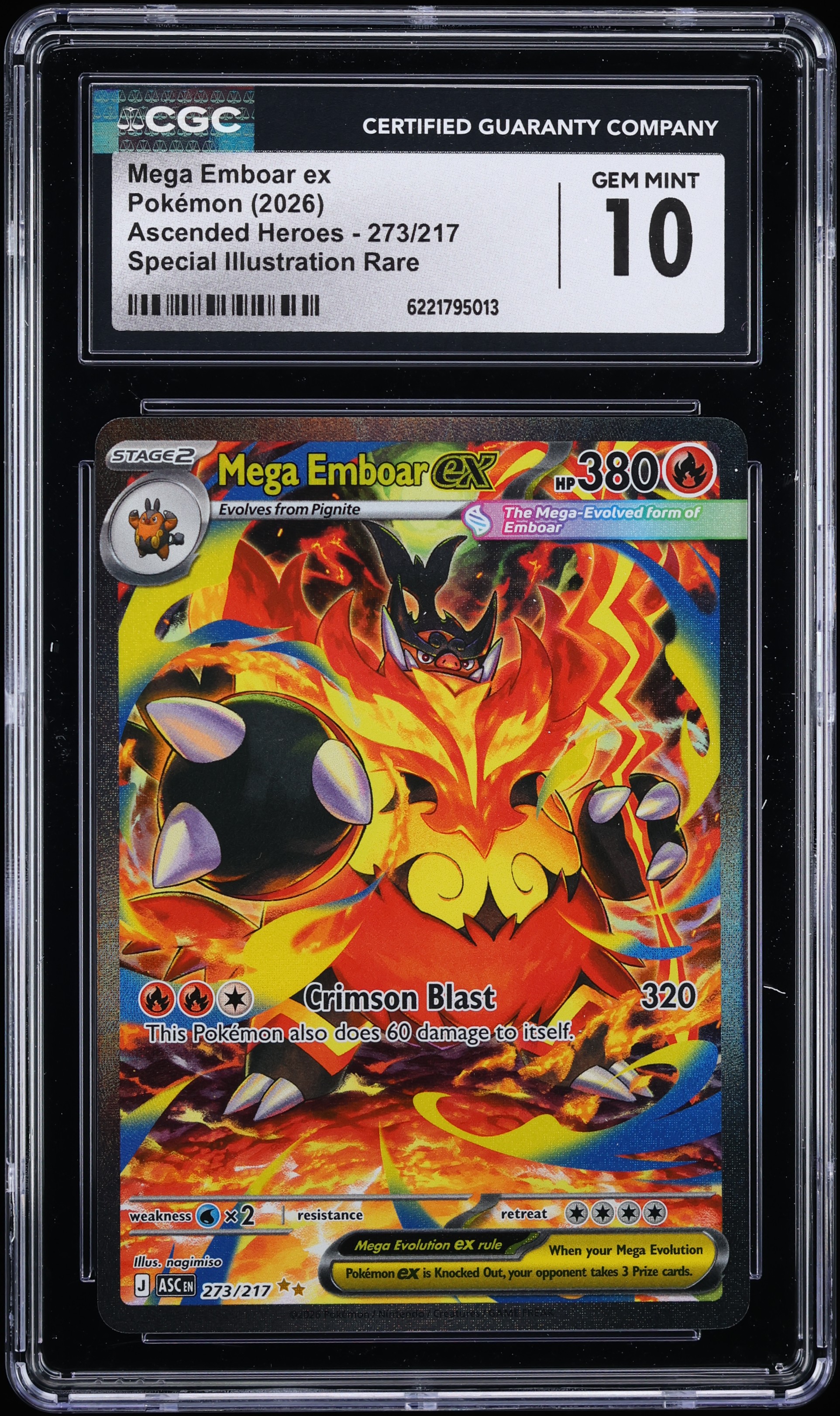 2026 Pokemon Mega Evolution Ascended Heroes SIR Mega Emboar Ex #273 CGC 10 GEM MINT