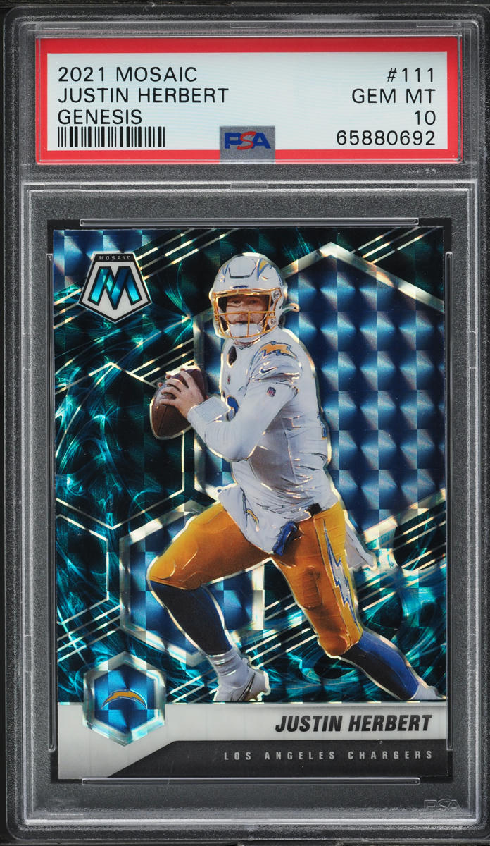 2021 Panini Mosaic Genesis Justin Herbert #111 PSA 10 GEM MINT
