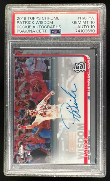2019 Topps Chrome Rookie Autographs #RA-PW Patrick Wisdom RC Auto PSA 10