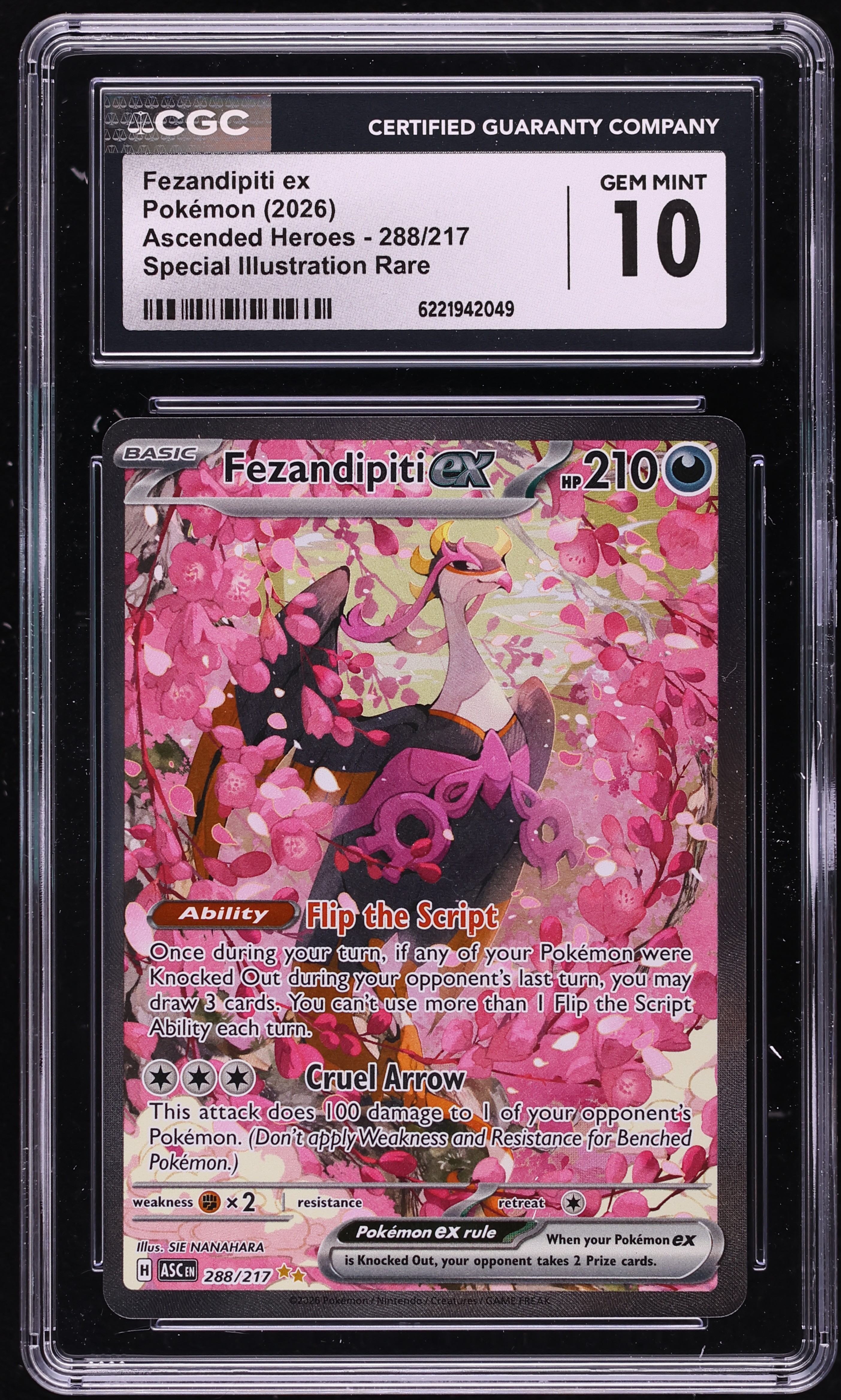 2026 Pokemon Mega Evolution Ascended Heroes SIR Fezandipiti EX #288 CGC 10 GEM MINT