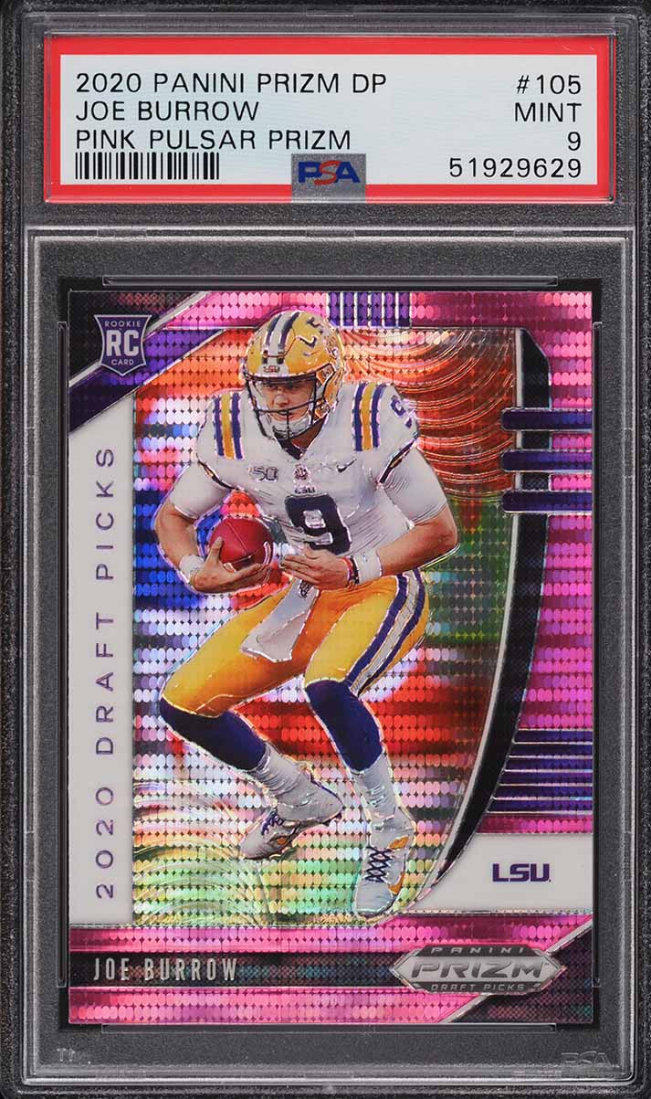 2020 Panini Prizm Draft Pink Pulsar Prizms Joe Burrow ROOKIE #105 PSA 9 MINT