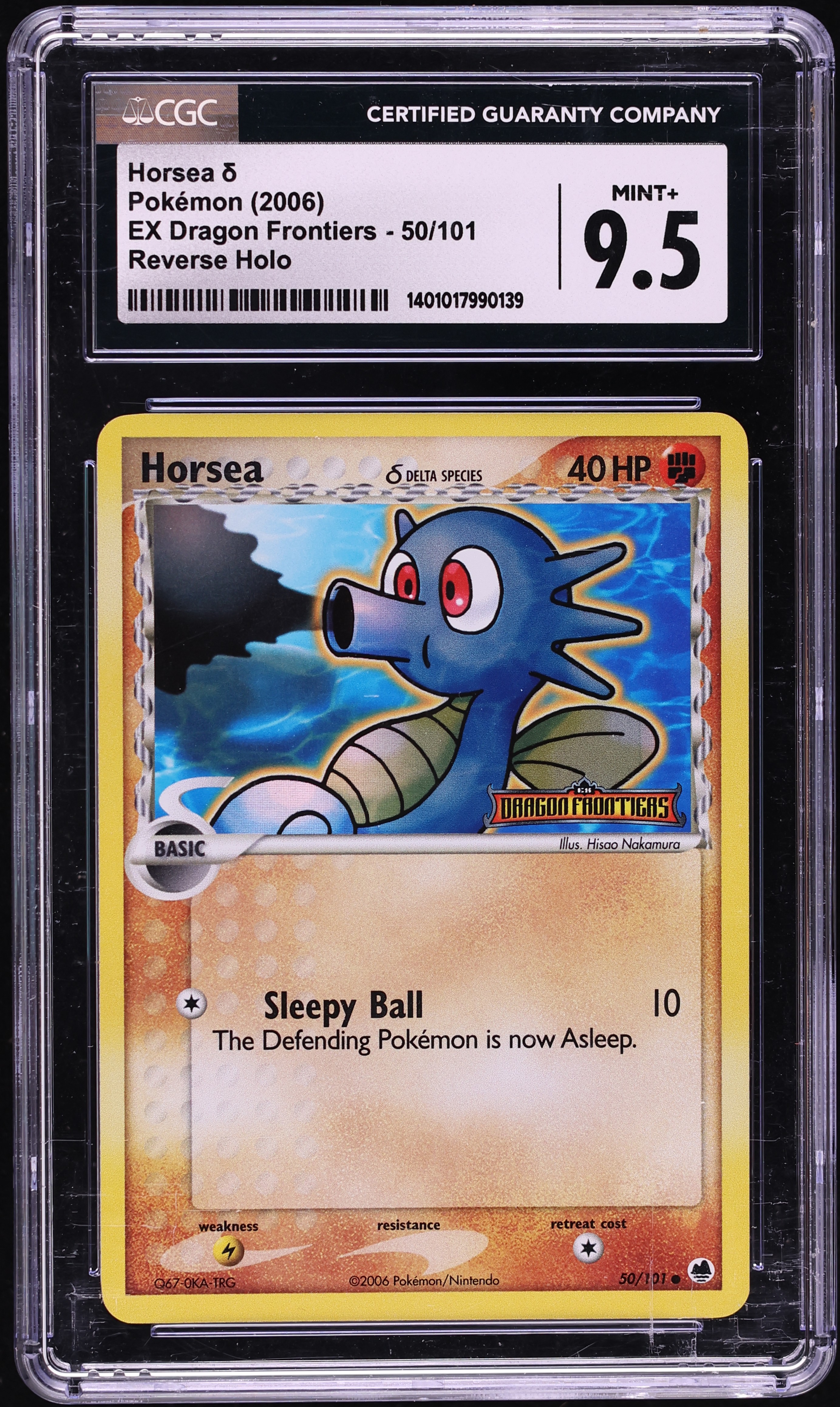 2006 Pokemon EX Dragon Frontiers Reverse Holo Horsea #50 CGC 9.5 MINT+
