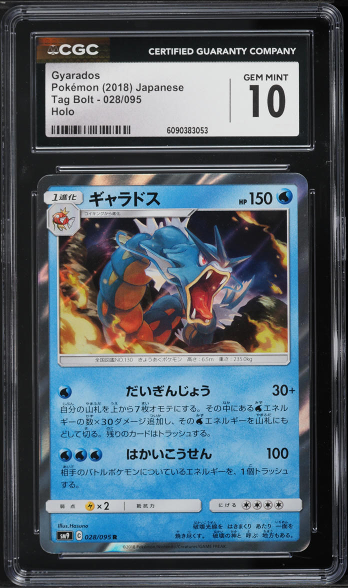 2018 Pokemon Japanese Sun & Moon Tag Bolt Holo Gyarados #28 CGC 10 GEM MINT