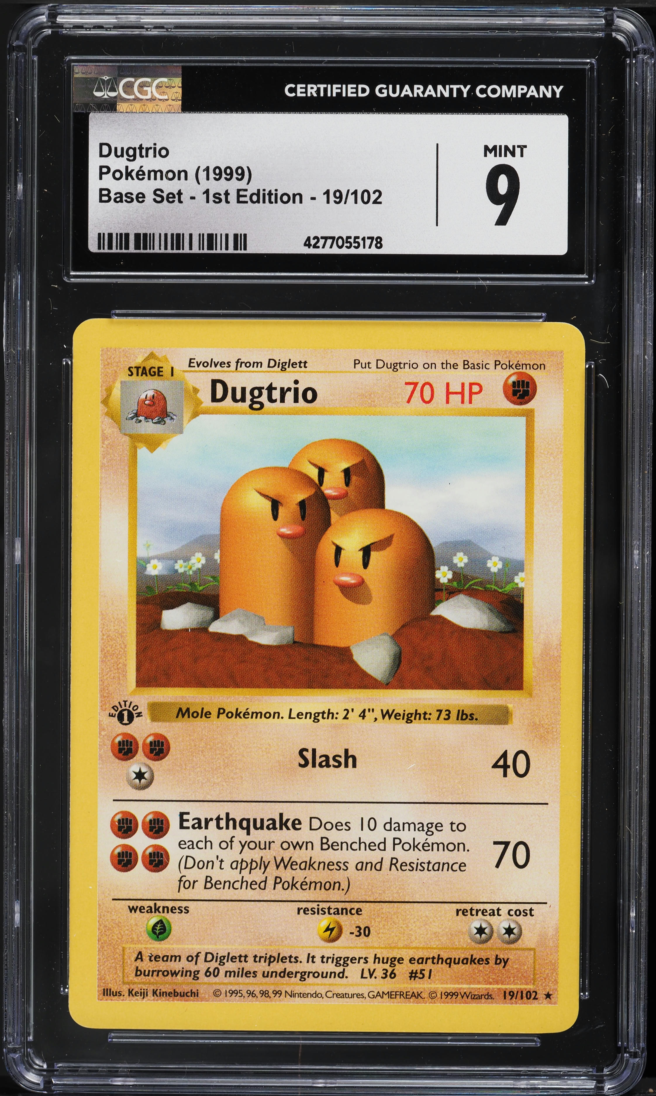 1999 Pokemon Base Set Shadowless 1st Edition Dugtrio #19 CGC 9 MINT