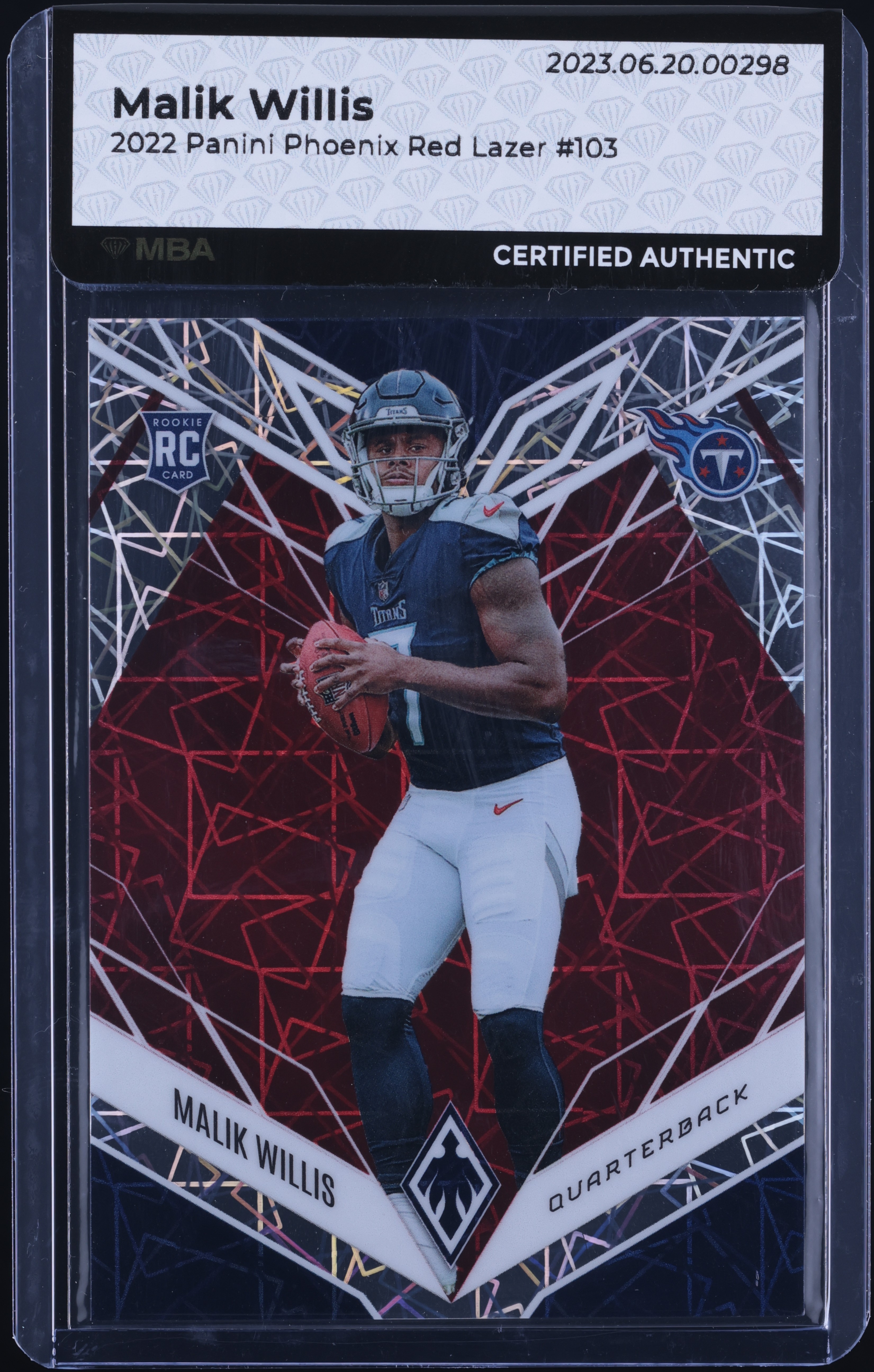 2022 Panini Phoenix Red Lazer Malik Willis ROOKIE /150 #103 MBA AUTH