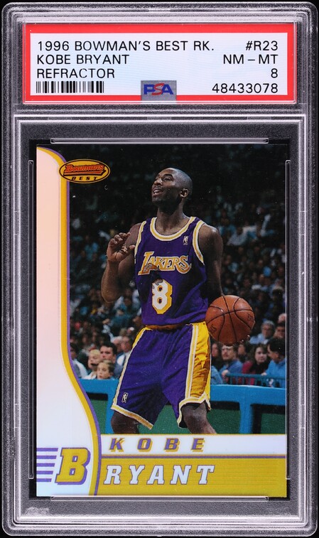 1996 Bowman's Best Refractor Kobe Bryant ROOKIE #R23 PSA 8 NM-MT