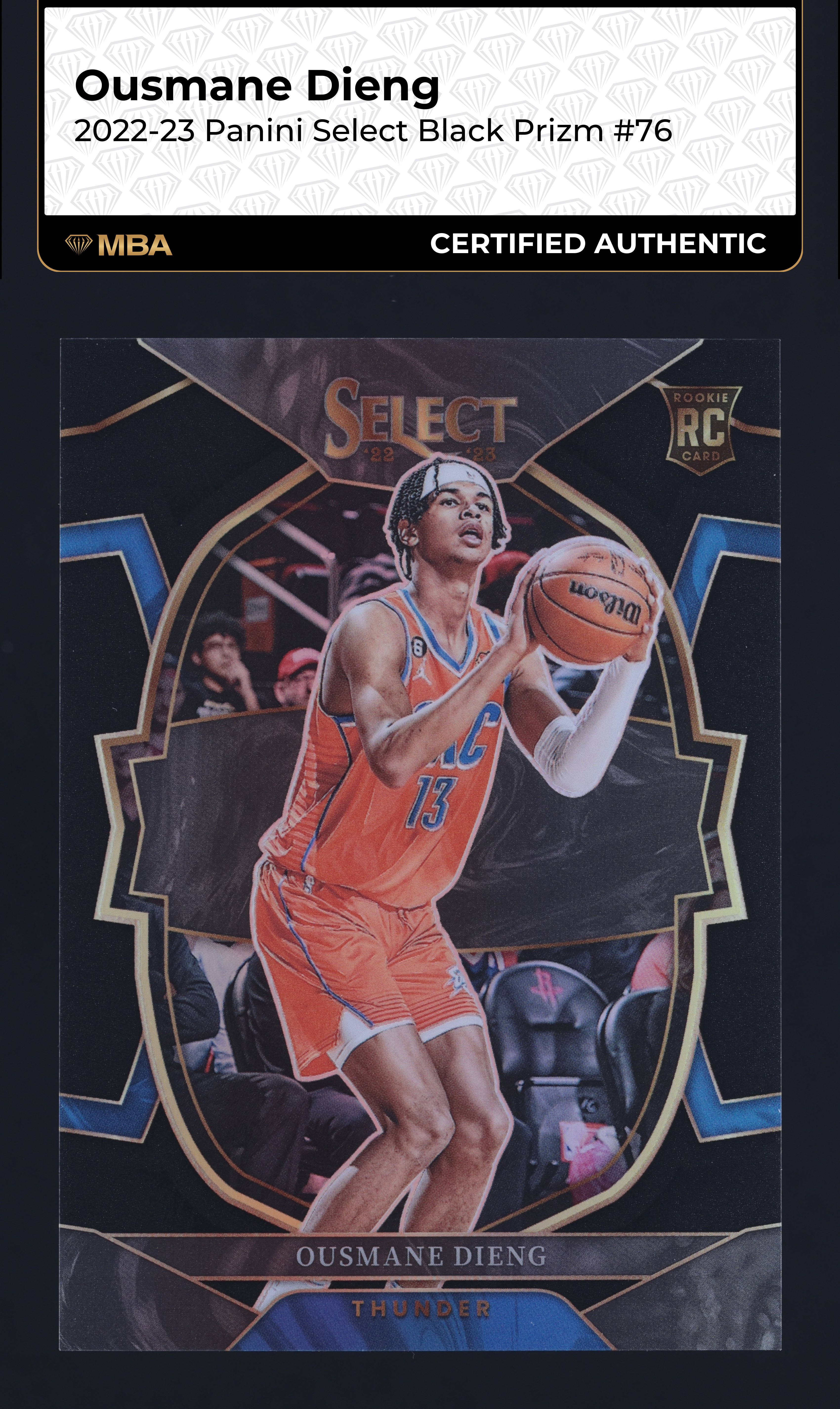 2022 Select Concourse Black Prizm Ousmane Dieng ROOKIE 1/1 #76 MBA AUTH