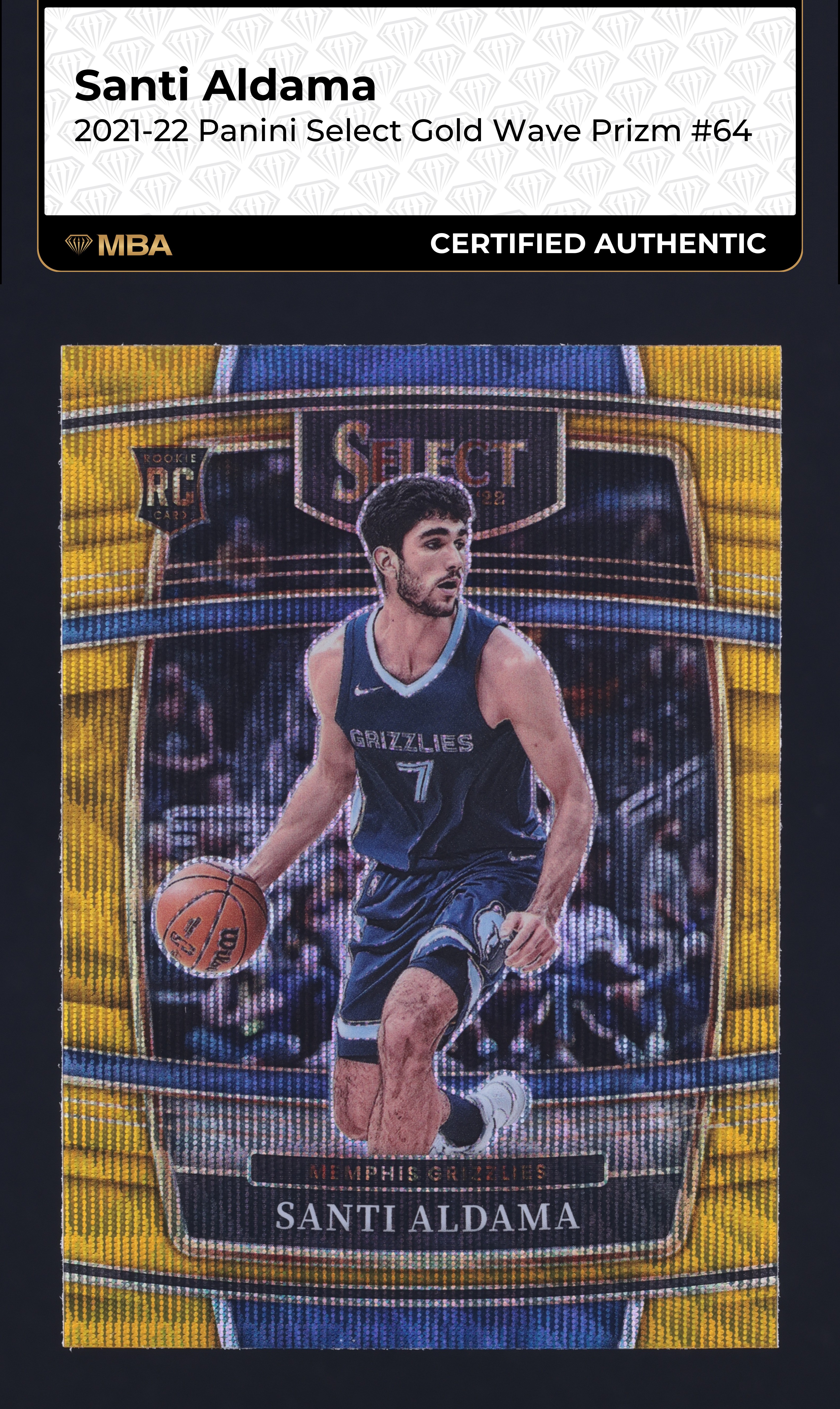 2021 Select Concourse Gold Wave Prizm Santi Aldama ROOKIE #64 MBA AUTH
