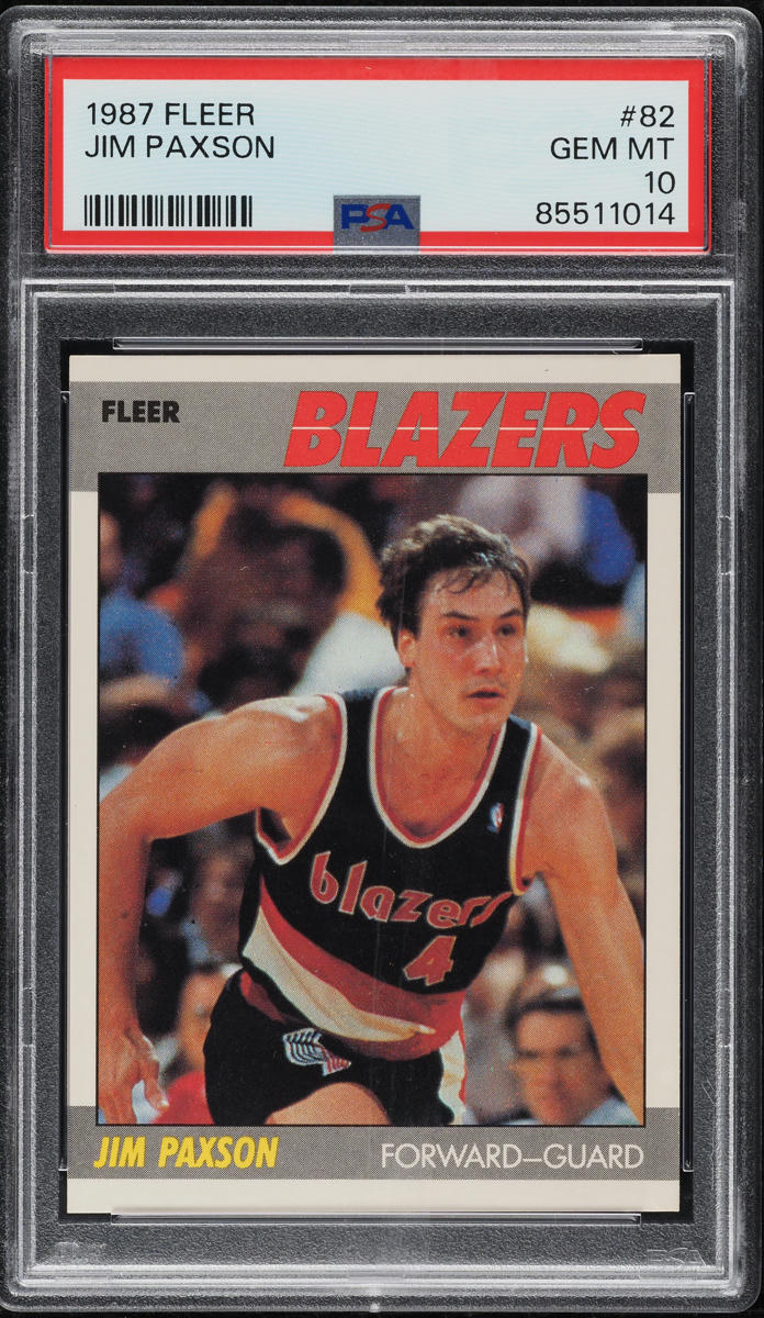 1987 Fleer Basketball Jim Paxson #82 PSA 10 GEM MINT