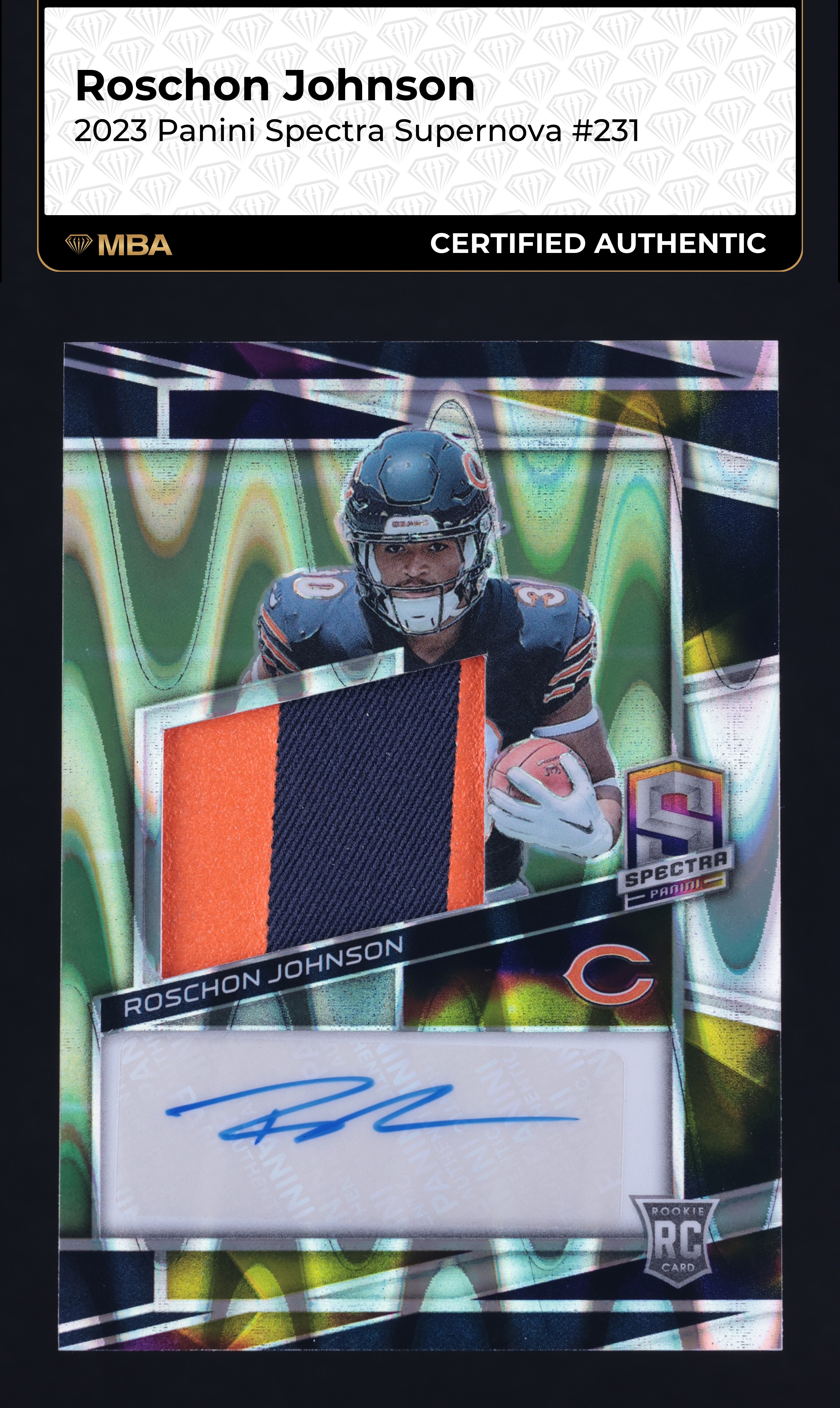 2023 Panini Spectra Supernova Roschon Johnson RC PATCH AUTO /70 #231 MBA AUTH