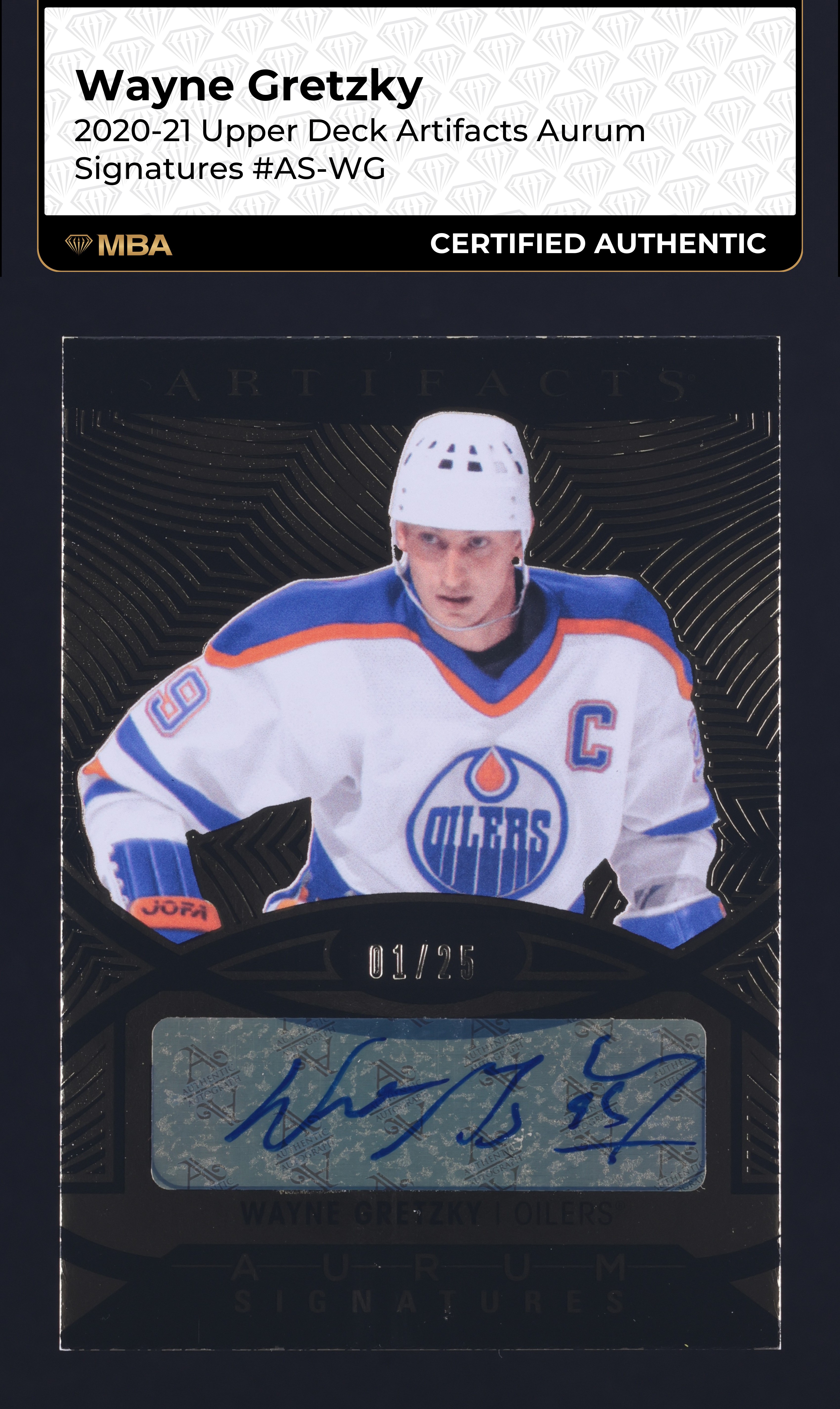 2020 Upper Deck Artifacts Aurum Wayne Gretzky AUTO 1/25 #AS-WG MBA AUTH