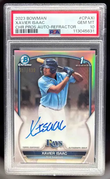 2023 Bowman Chrome Refractor #CPA-XI Xavier Isaac Autograph RC Auto /499 PSA 10
