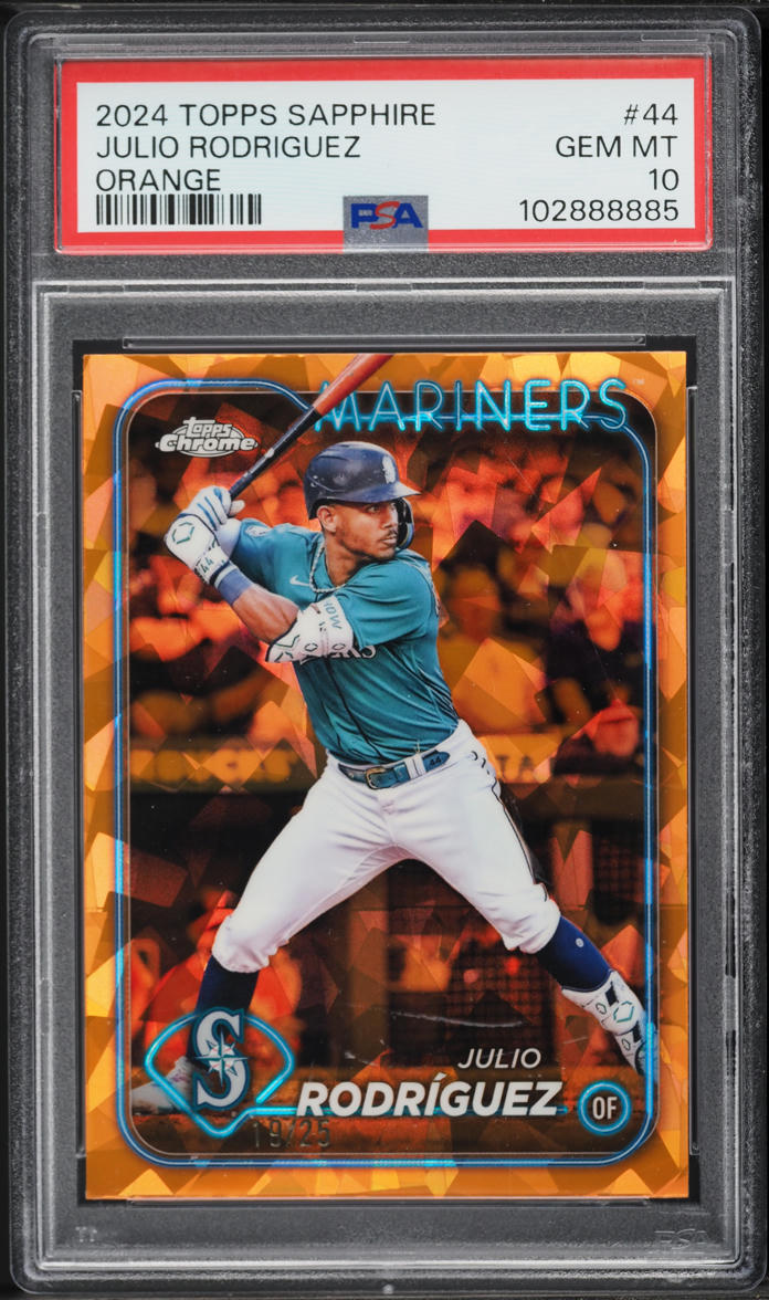 2024 Topps Chrome Sapphire Orange Julio Rodriguez /25 #44 PSA 10 GEM MINT