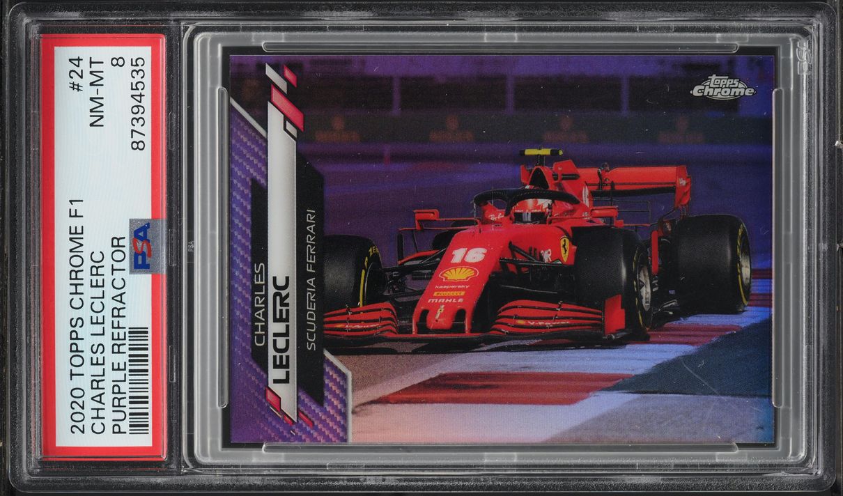 2020 Topps Chrome Formula 1 F1 Purple Refractor Charles Leclerc /399 #24 PSA 8