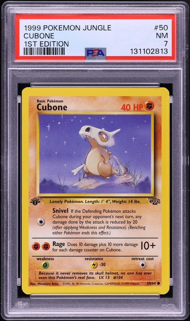 1999 Pokemon Jungle 1st Edition Cubone #50 PSA 7 NRMT