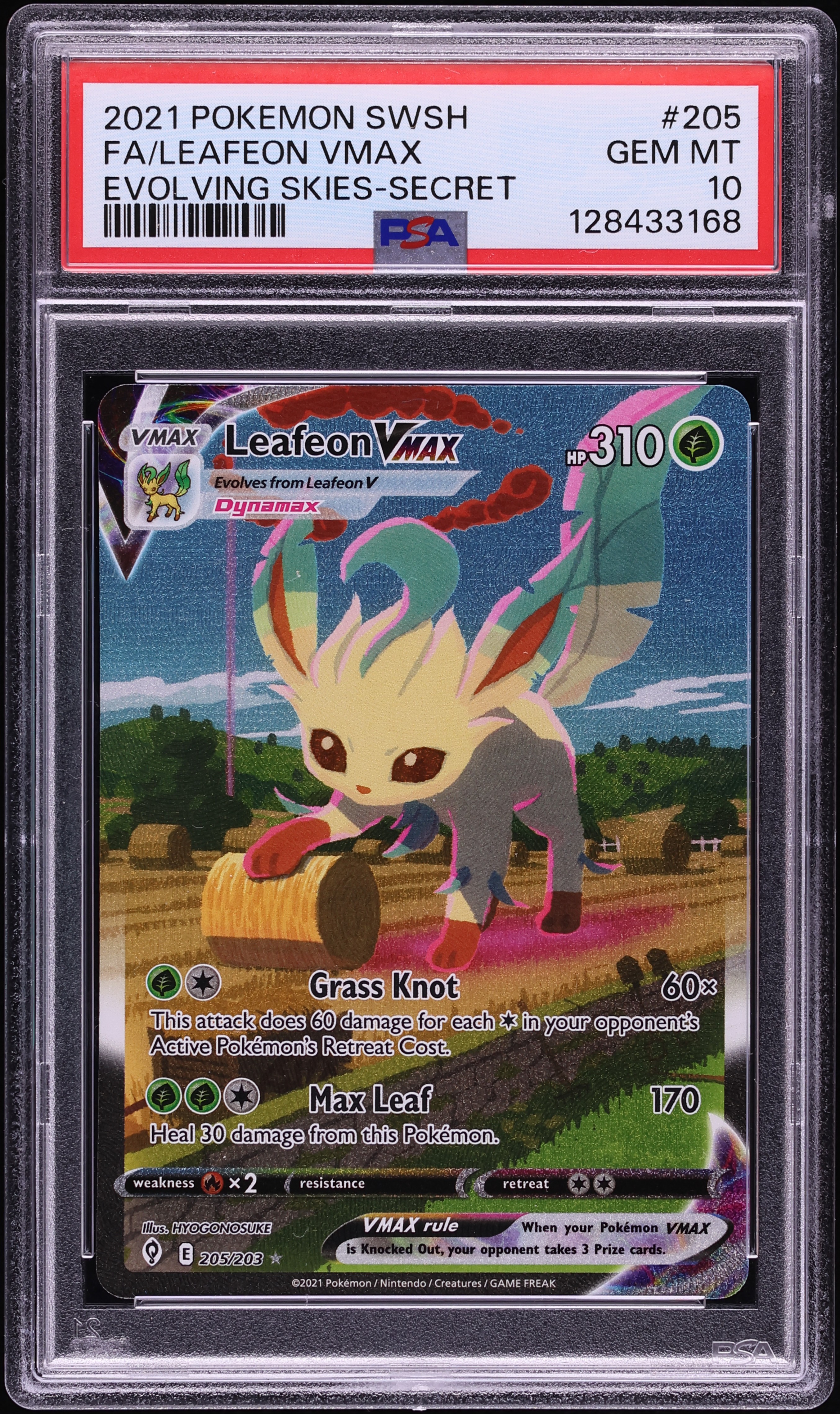 2021 Pokemon Sword & Shield Evolving Skies Alt Art Leafeon VMAX #205 PSA 10 GEM MINT