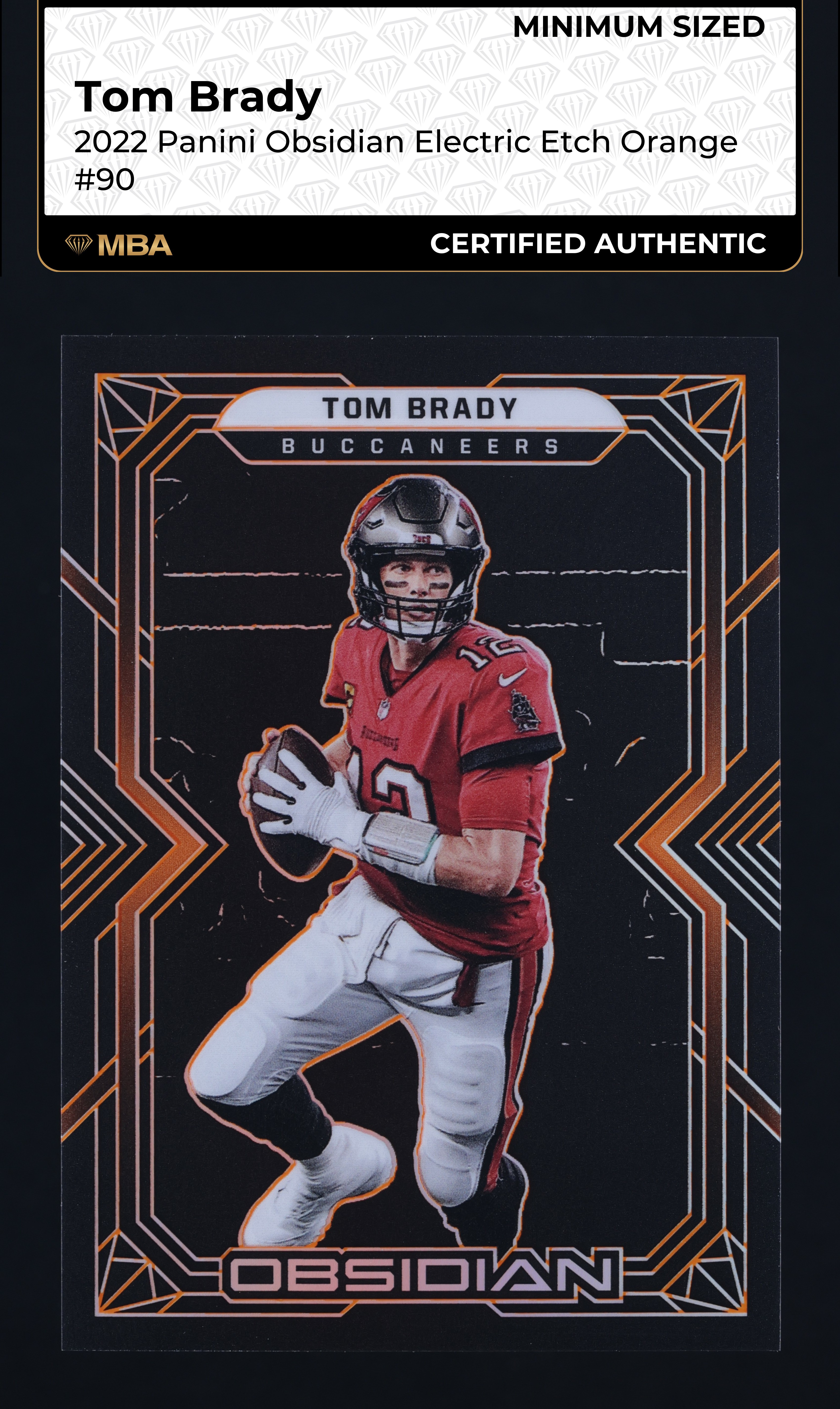 2022 Panini Obsidian E/E Orange Tom Brady 75/75 #90 MBA AUTH, Min Sized