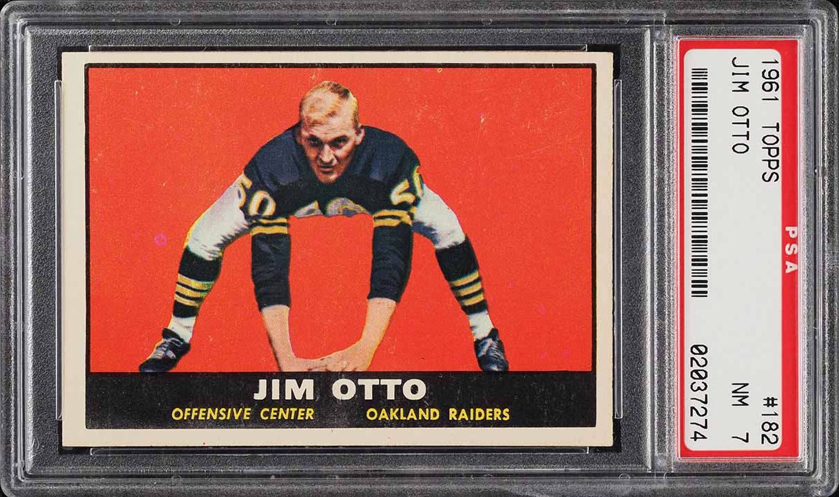 1961 Topps Football Jim Otto ROOKIE #182 PSA 7 NRMT