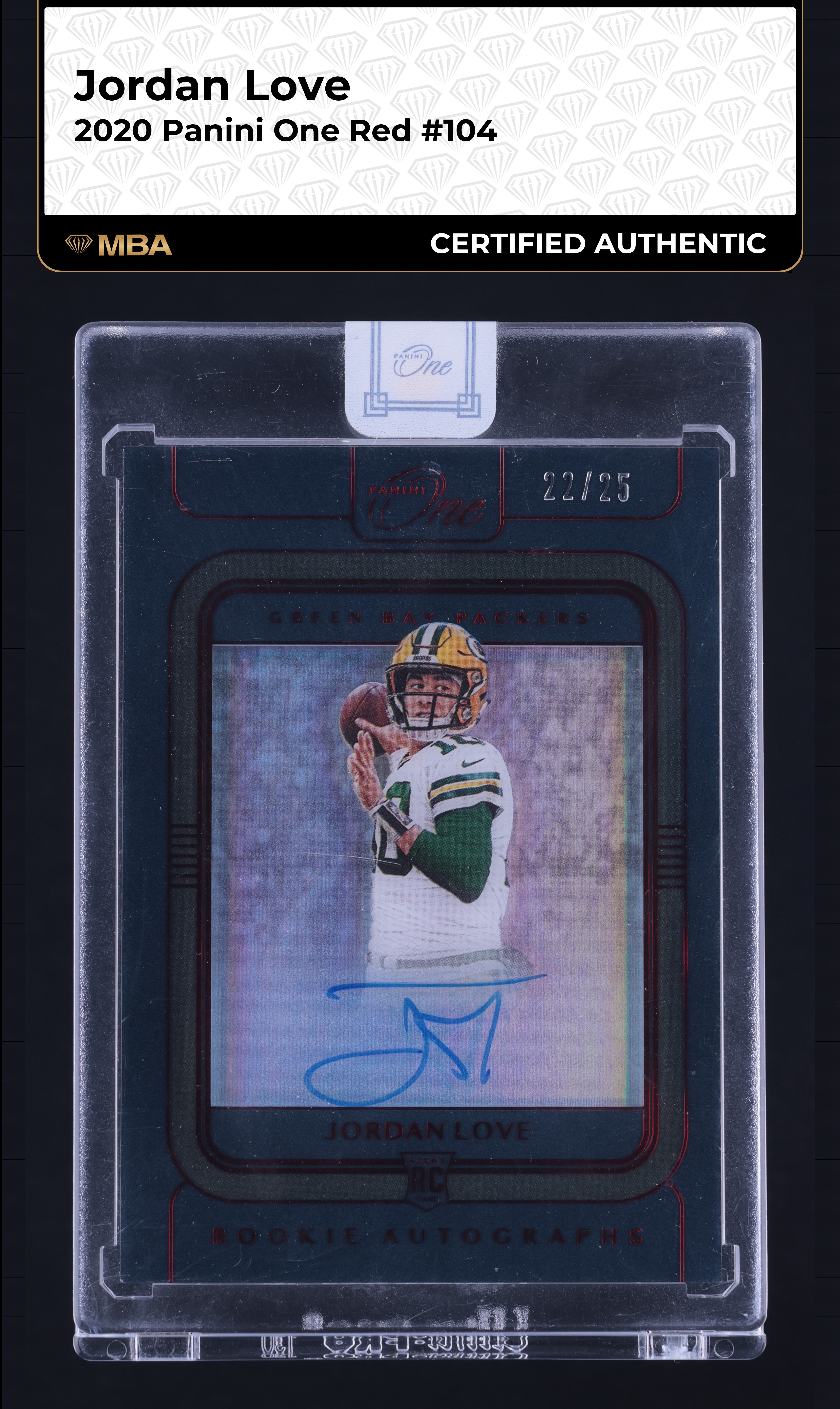 2020 Panini One Red Jordan Love ROOKIE AUTO /25 #104 MBA AUTH