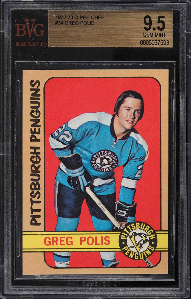 1972 O-Pee-Chee Hockey Greg Polis #34 BVG 9.5 GEM MINT