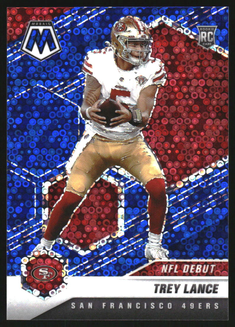 2021 Panini Mosaic Mosaic No Huddle Blue #244 Trey Lance RC /75