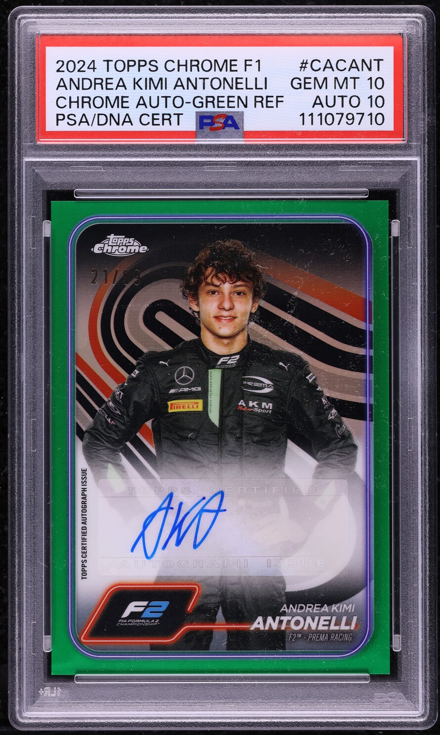 2024 Topps Chrome Formula 1 Green Andrea Kimi Antonelli /99 AUTO DNA 10 PSA 10
