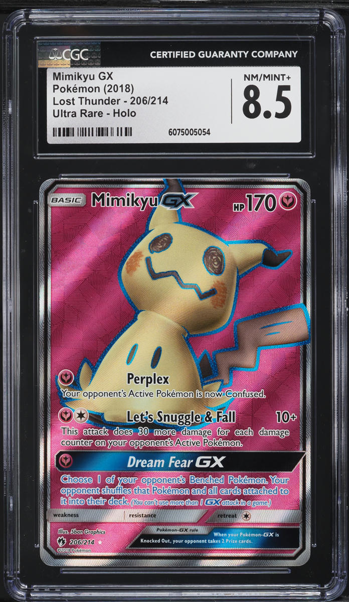 2018 Pokemon Sun & Moon Lost Thunder Full Art Mimikyu GX #206 CGC 8.5 NM-MT+