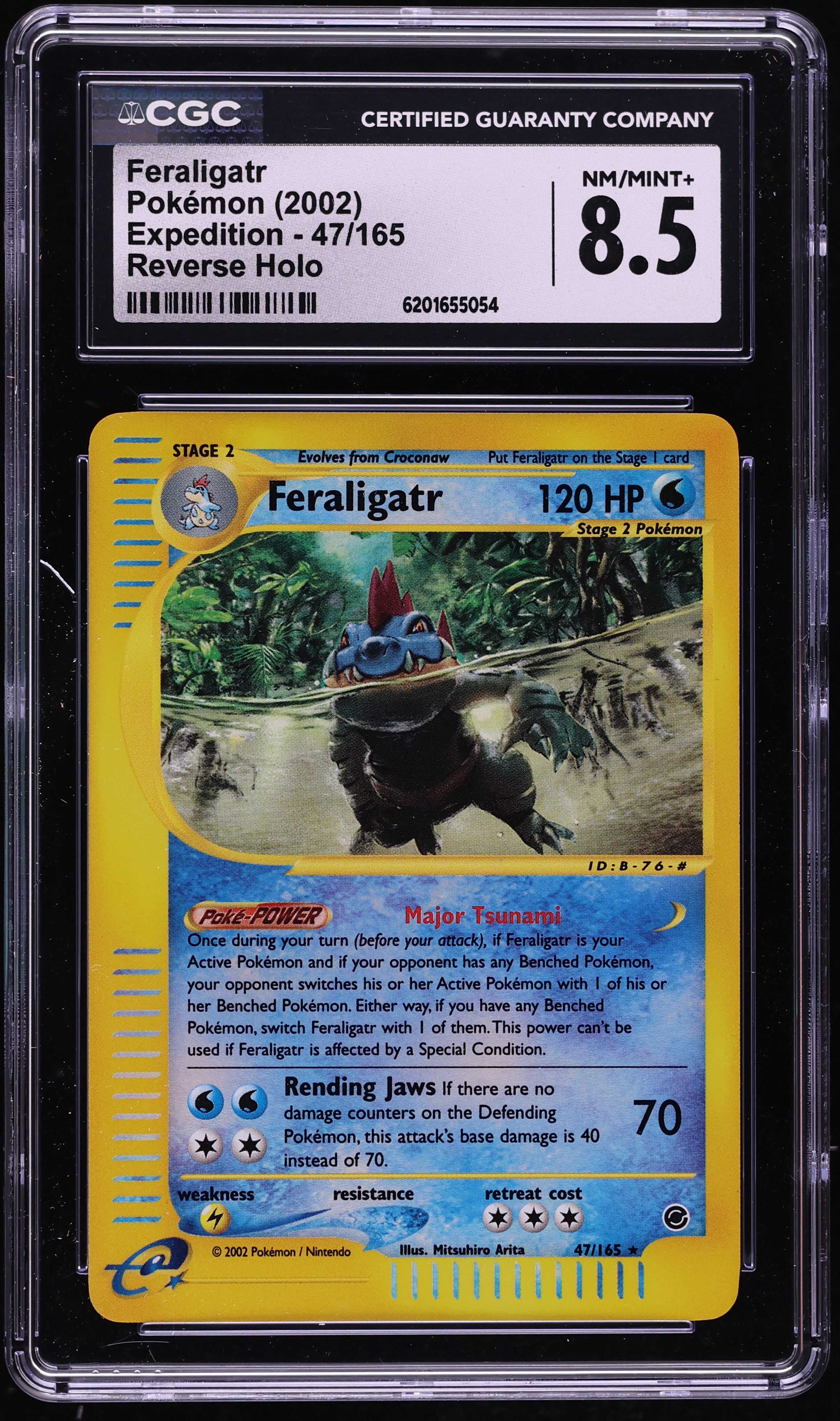 2002 Pokemon Expedition Reverse Holo Feraligatr #47 CGC 8.5 NM-MT+